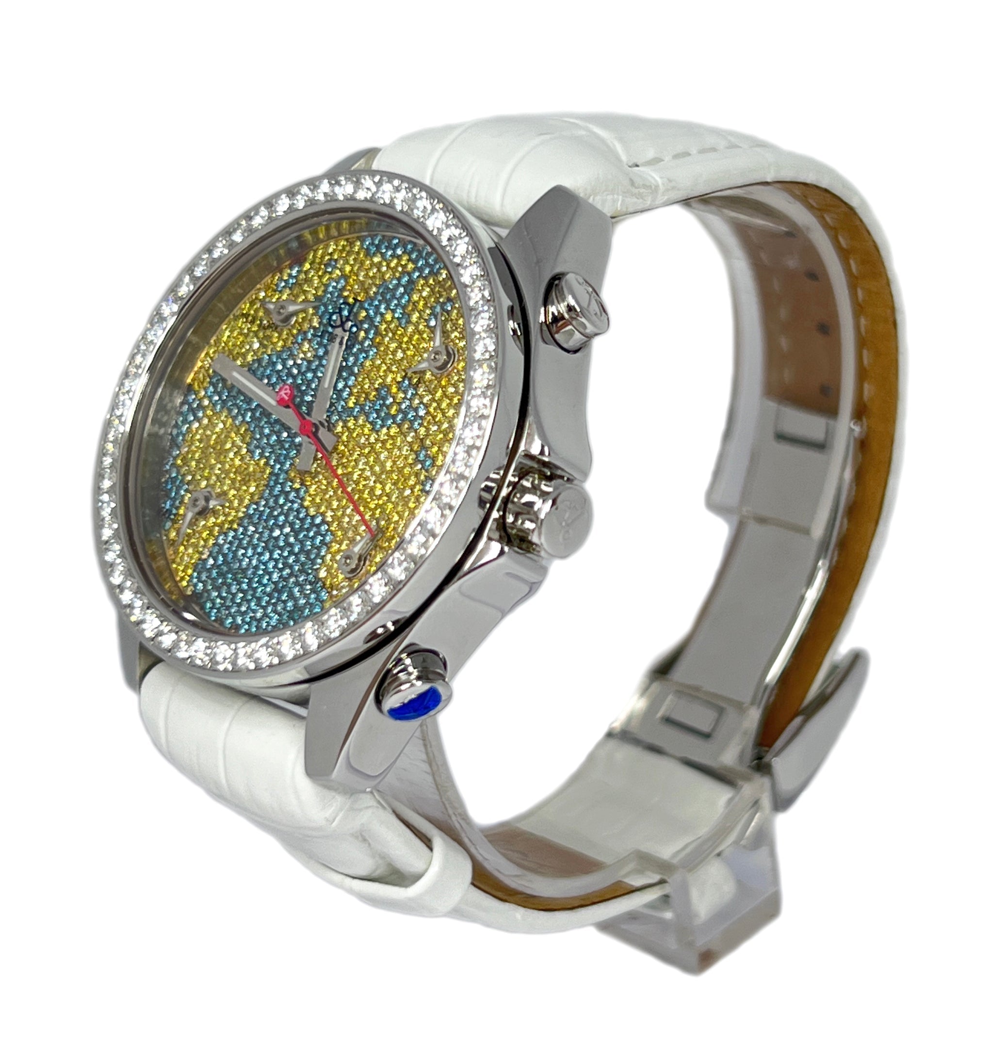 Jacob & Co Five Time Zone Stainless Steel and White Diamonds Watch