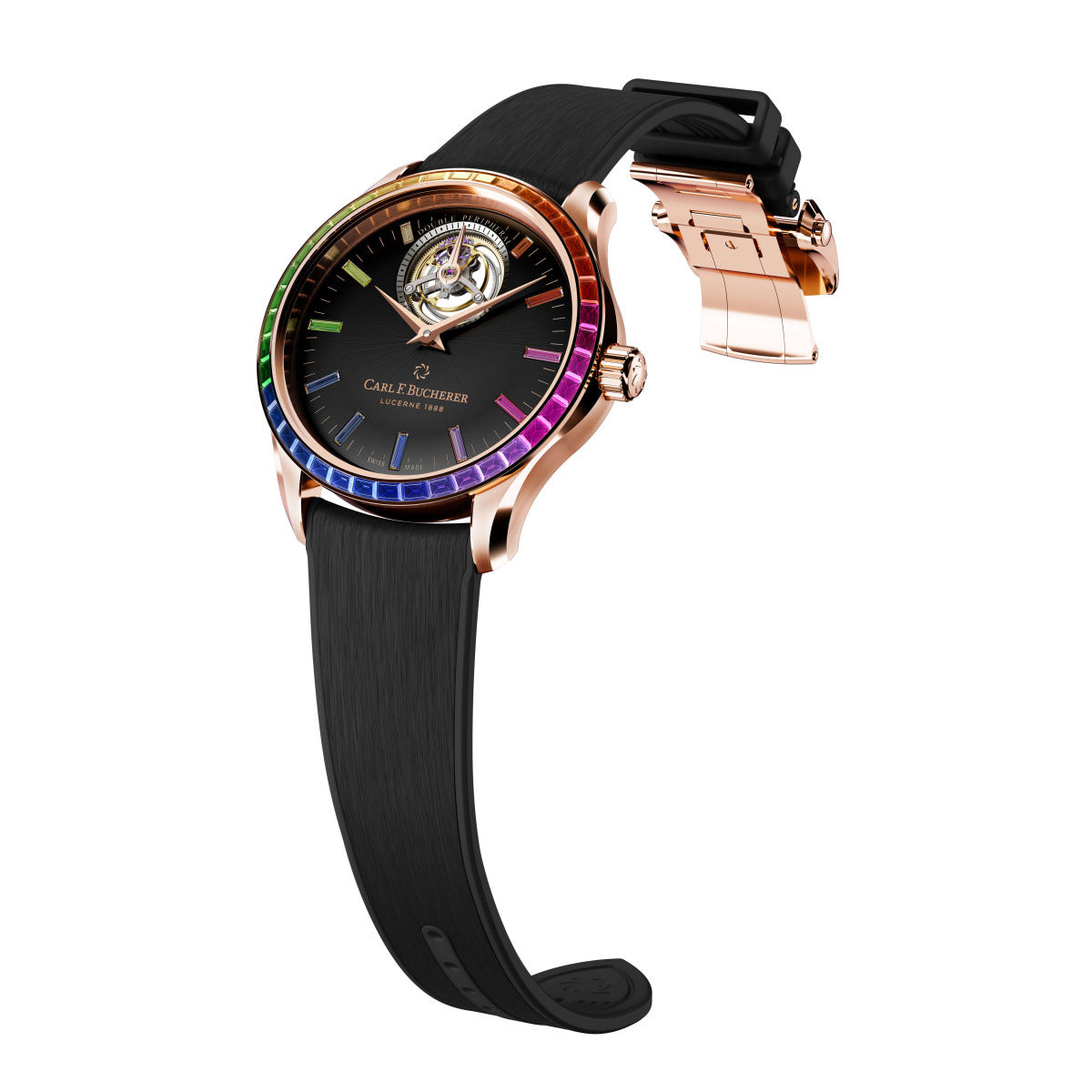 Carl F. Bucherer Manero Tourbillon  18K Rose gold & Tsavorites & Sapphires & Rubies Limited Edition Men's Watch