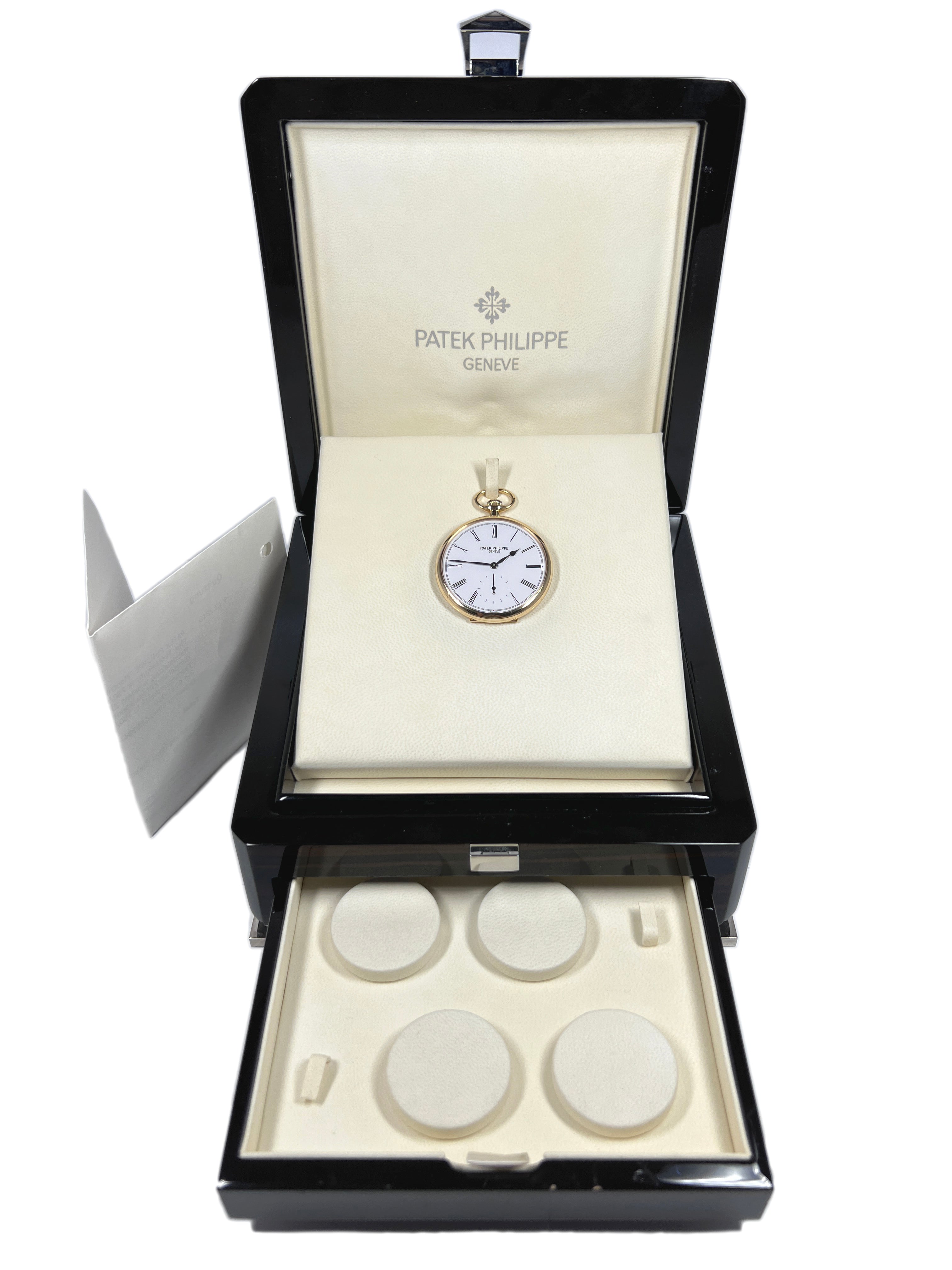 Patek Philippe 18K Yellow Gold with White Lacquered dial Pocket Men's Watch