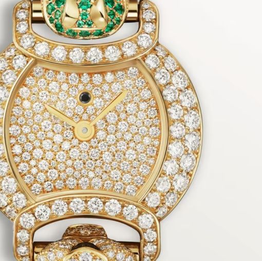 Cartier Panthere Jewelry Indomptables De Cartier 18K Yellow Gold & Diamonds & Emeralds Lady's Watch