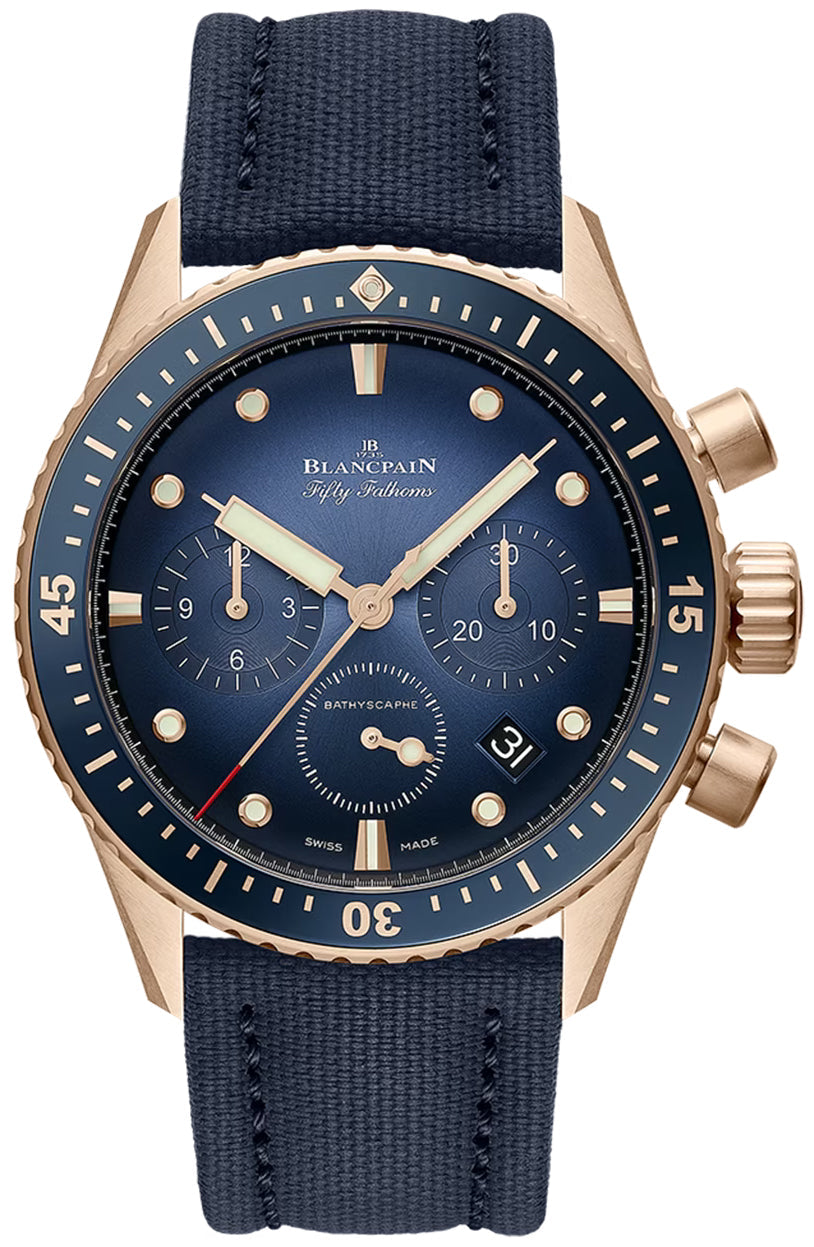 Blancpain Fifty Fathoms Bathyscaphe 18kt Rose Gold Men's Watch - Premium Luxury Product