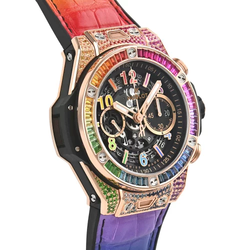 Hublot Unico Big Bang Rainbow 18K King Gold &  Colored Gemstones Men's Watch