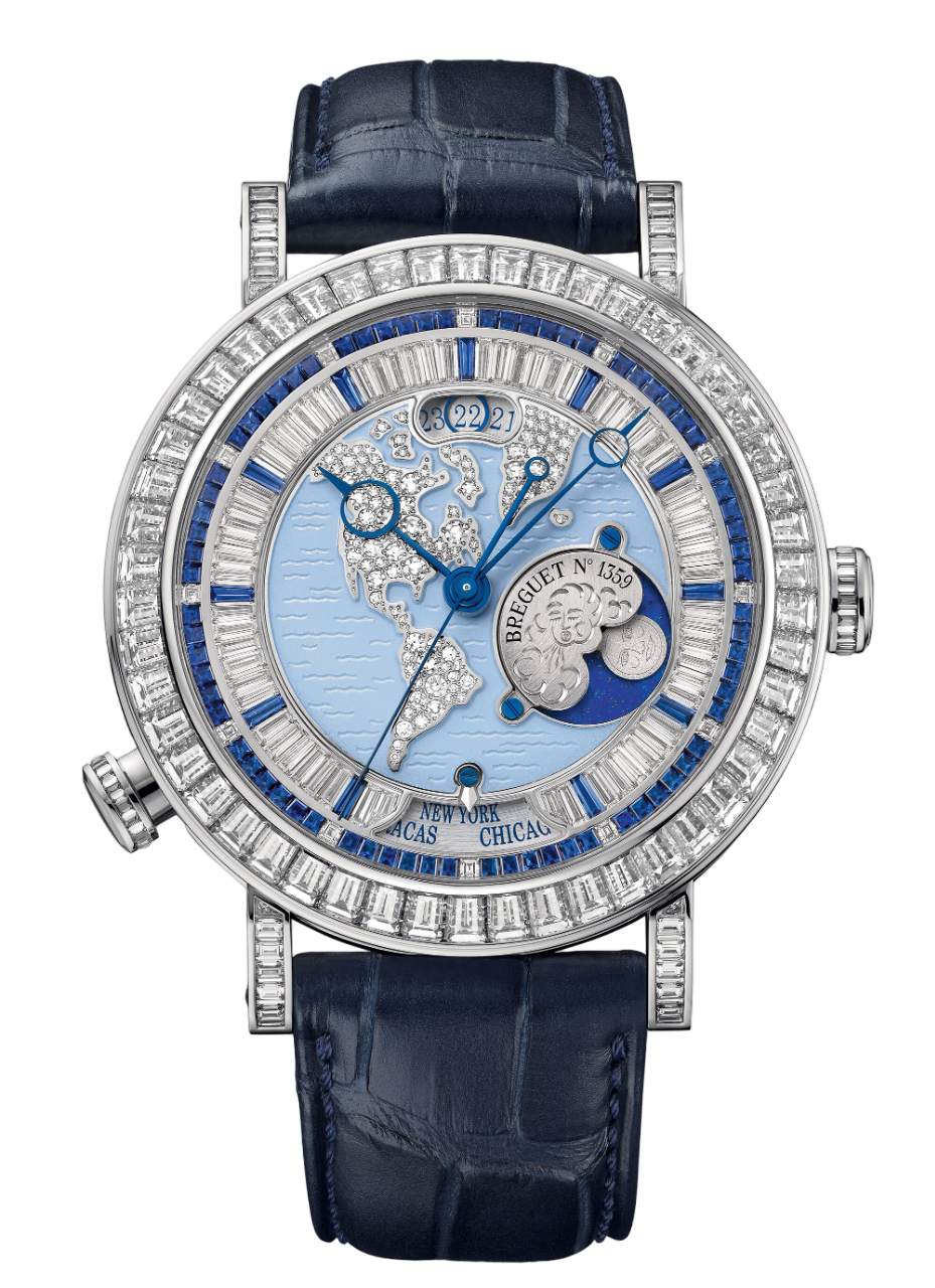 Breguet Classique “Hora Mundi” America-Oceania Platinum & Diamonds & Sapphires Men's Watch - Premium Luxury Product