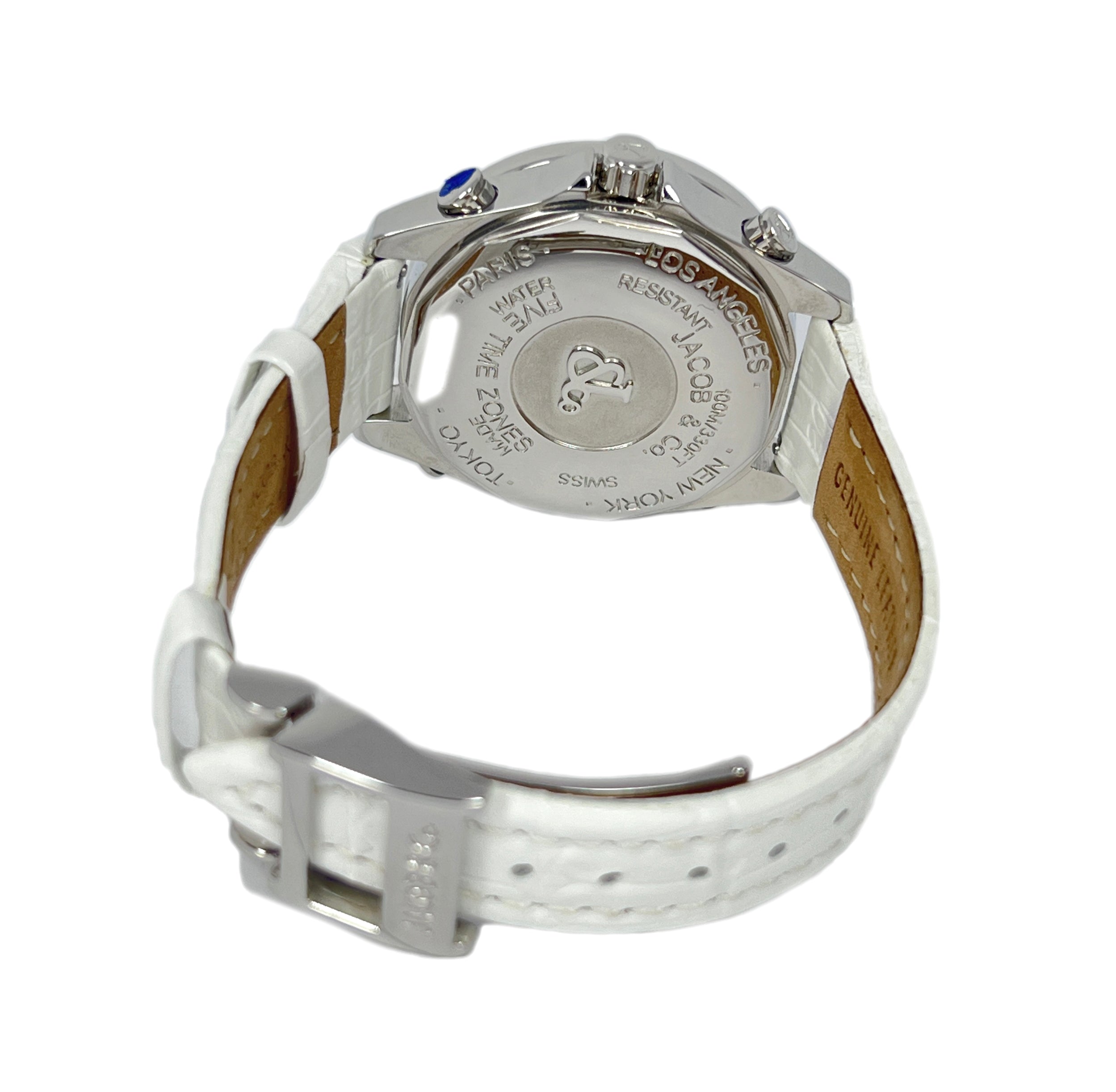 Jacob & Co Five Time Zone Stainless Steel and White Diamonds Watch