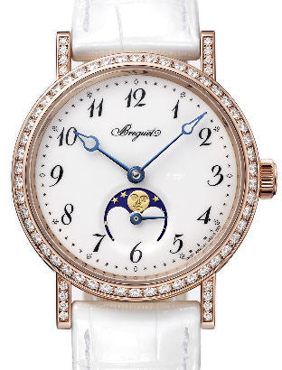 Breguet Classique Moon Phase 18K Rose Gold & Diamonds Lady's Watch - Premium Luxury Product