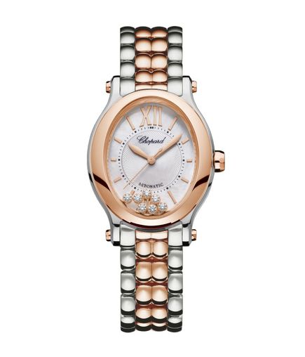 Chopard Happy Sport Oval Stainless Steel and Ethical Rose Gold & Diamonds Ladies Watch - Premium Luxury Product