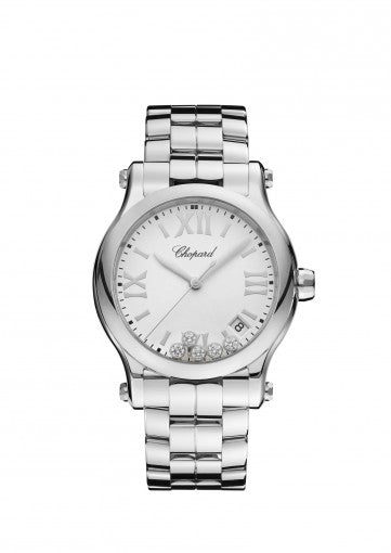 Chopard Happy Sport Stainless Steel& Diamonds Ladies Watch - Premium Luxury Product