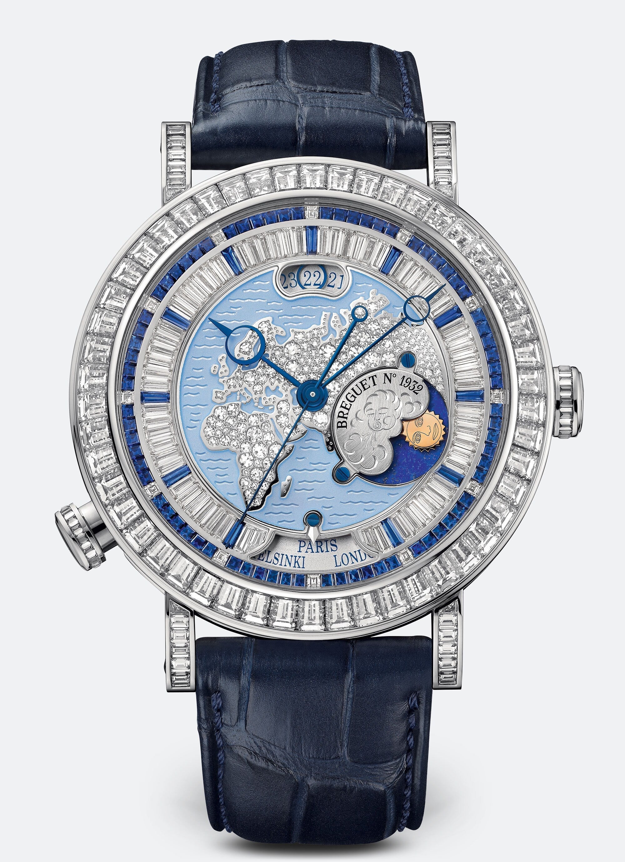 Breguet Classique “Hora Mundi” Europe-Oceania Platinum & Diamonds & Sapphires Men's Watch - Premium Luxury Product