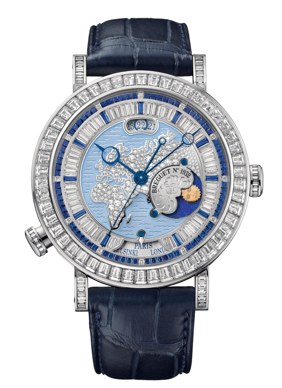 Breguet Classique “Hora Mundi” Europe-Oceania Platinum & Diamonds & Sapphires Men's Watch - Premium Luxury Product