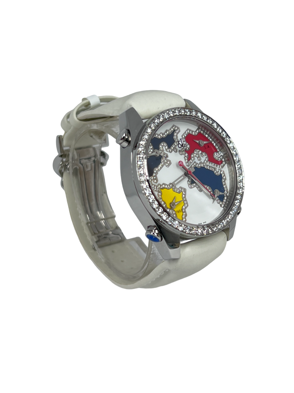 Jacob & Co Five Time Zone Stainless Steel and White Diamonds Watch