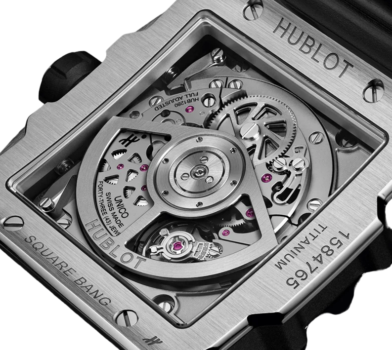 Hublot Square Bang Chronograph Unico Titanium & 18K White Gold & Colored Gemstones Rainbow Men's Watch - Premium Luxury Product