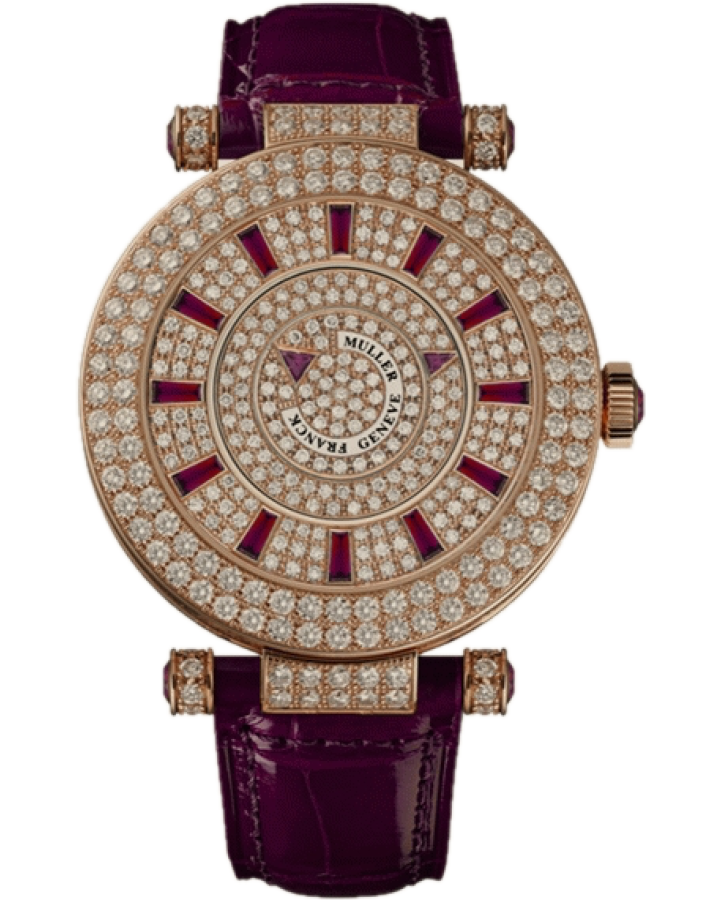 Franck Muller Ronde Double Mystery Rose Gold Diamond and Ruby Ladies Watch - Premium Luxury Product