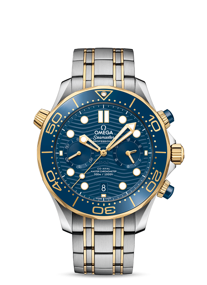 Omega Seamaster Diver Co-Axial Chronometer Chronograph Stainless Steel & 18K Yellow Gold Men's Watch - Premium Luxury Product