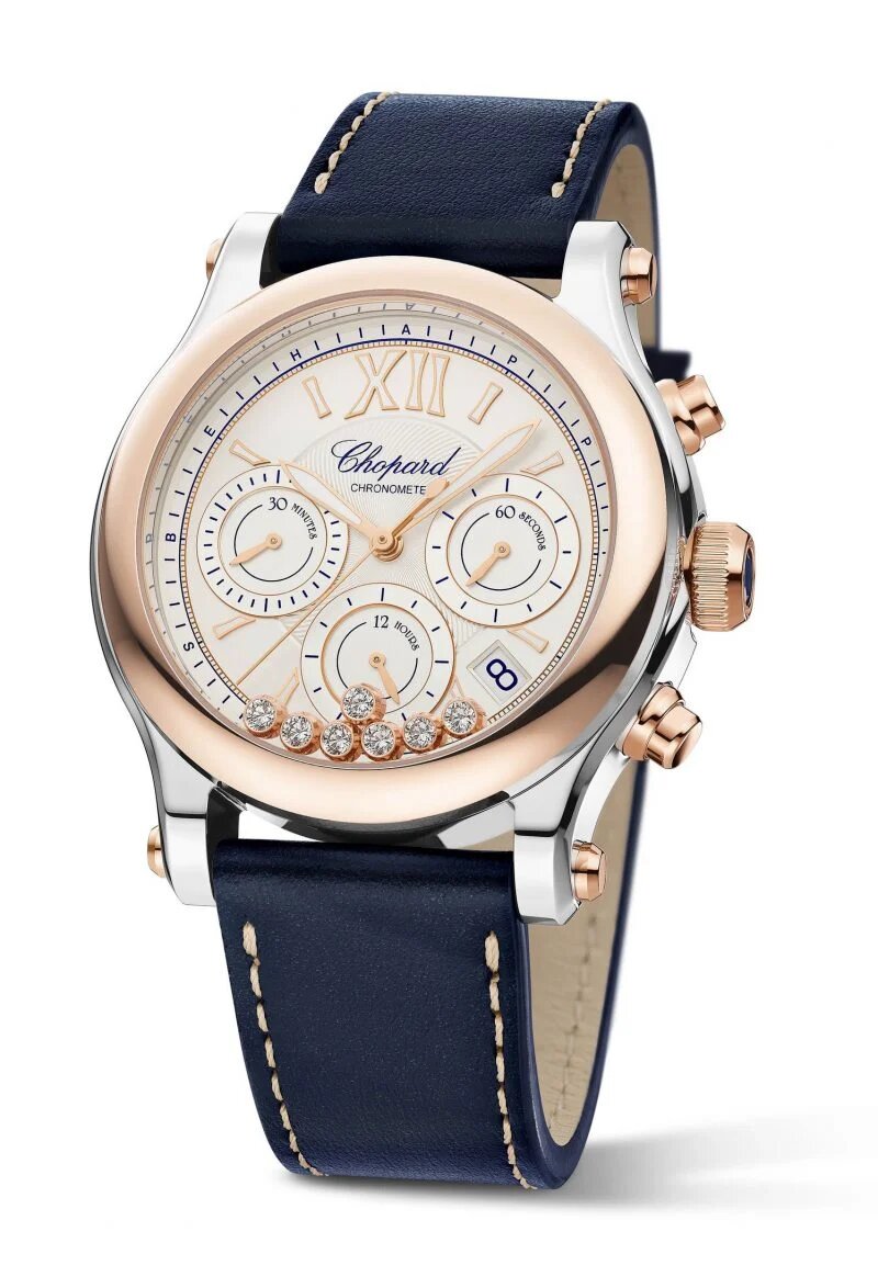 Chopard Happy Sport Chono Stainless steel & Ethical 18K Rose Gold & Diamonds Ladies Watch - Premium Luxury Product