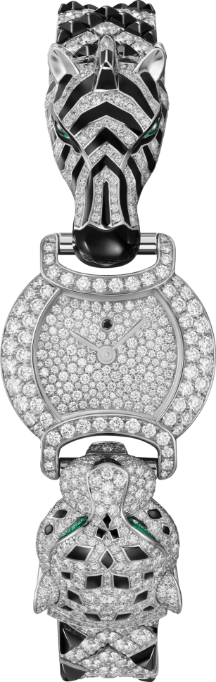 Cartier Panthere Jewelry Indomptables De Cartier Rhodiumized 18K white gold & Diamonds Lady's Watch - Premium Luxury Product