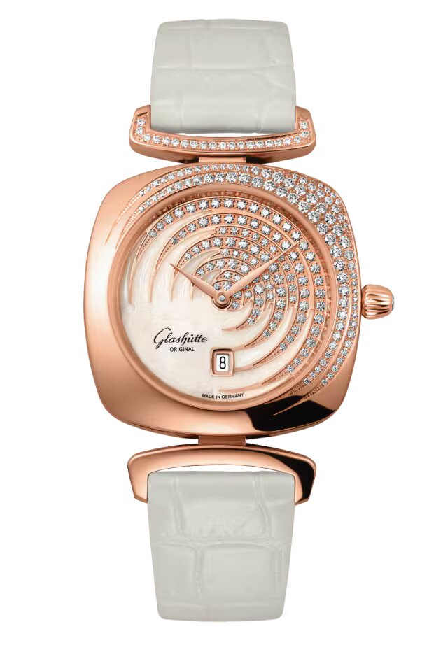 Glashutte Original Lady Collection Pavonia Date 18K Red Gold & Diamonds Lady's Watch - Premium Luxury Product