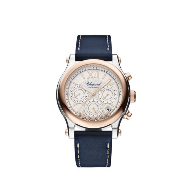 Chopard Happy Sport Chono Stainless steel & Ethical 18K Rose Gold & Diamonds Ladies Watch - Premium Luxury Product