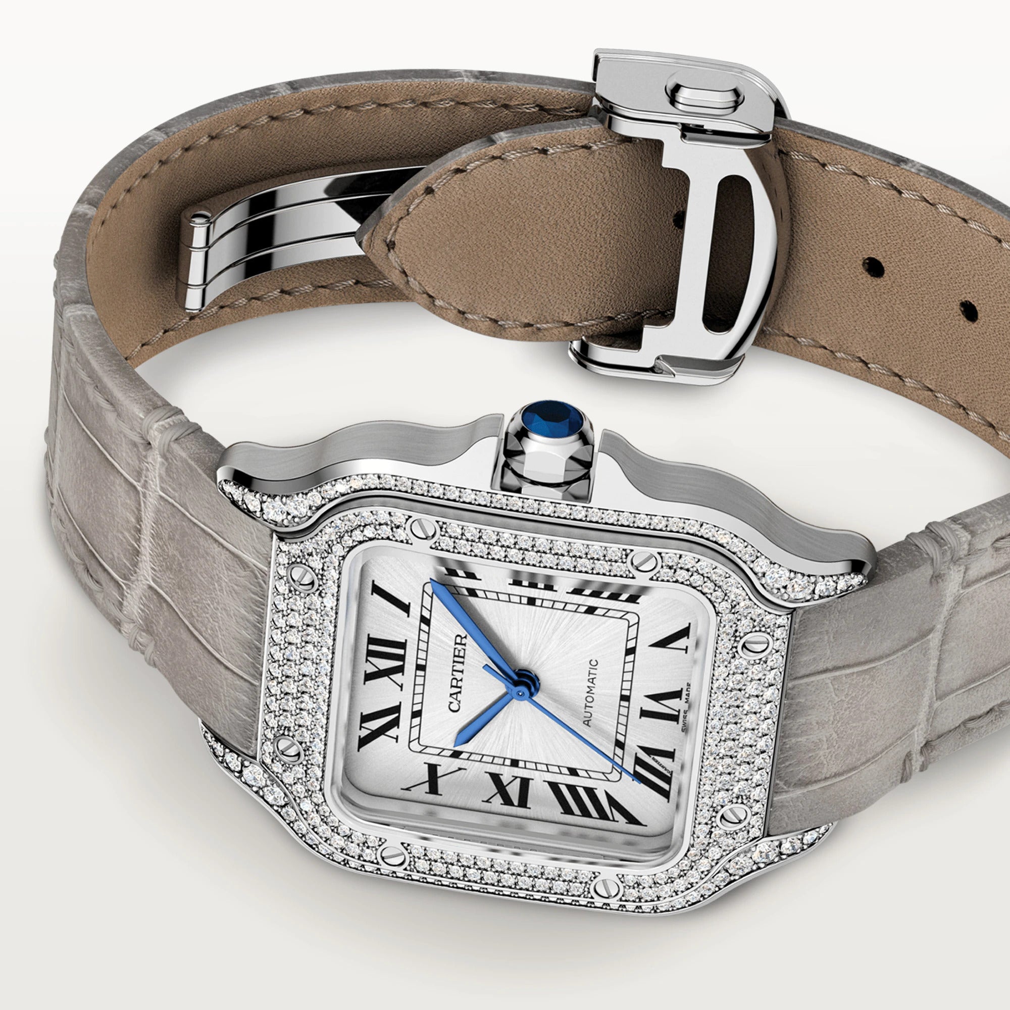Cartier Santos 18K White Gold & Diamonds Unisex Watch