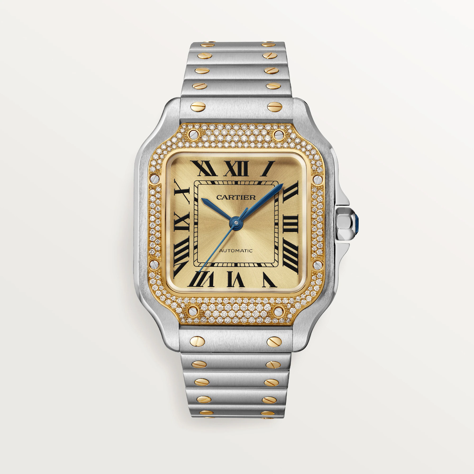 Cartier Santos Stainless Steel & Yellow Gold & Diamonds Unisex Watch - Premium Luxury Product