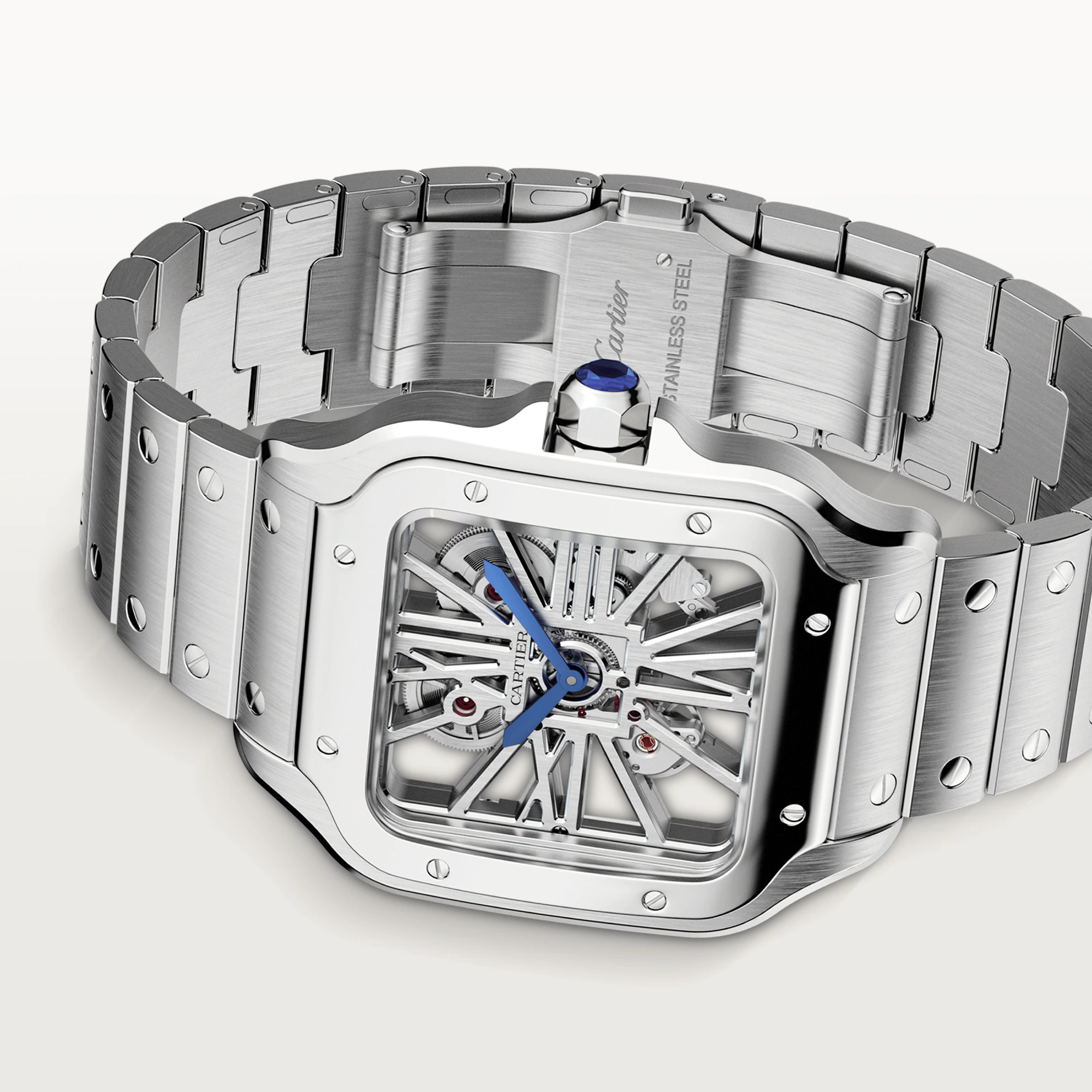 Cartier Santos Stainless Steel Skeleton Men's Watch