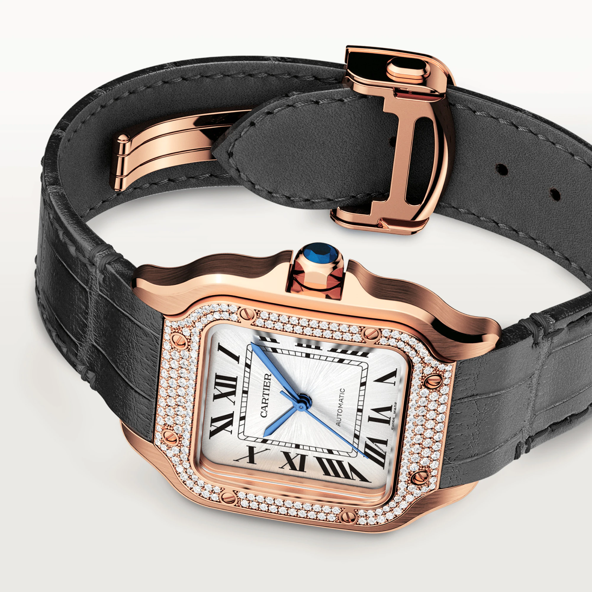 Cartier Santos Rose Gold & Diamonds Lady's Watch