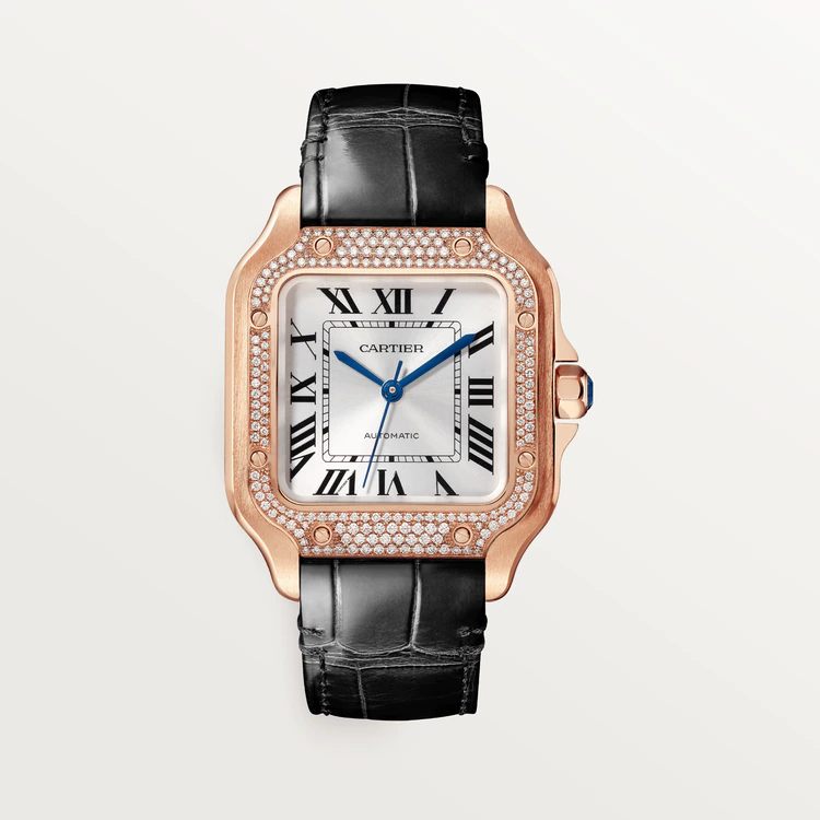Cartier Santos Rose Gold & Diamonds Lady's Watch - Premium Luxury Product