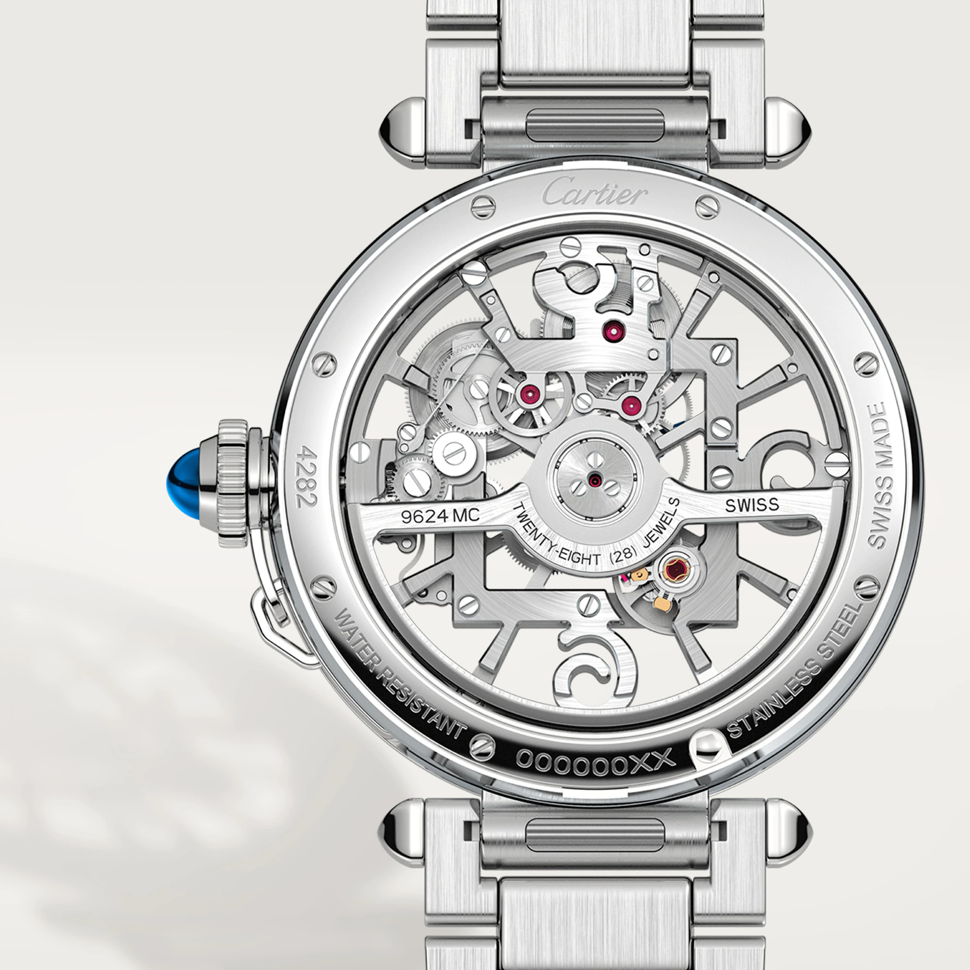 Cartier Pasha de Cartier 41mm Stainless Steel Skeleton Men's Watch - Premium Luxury Product