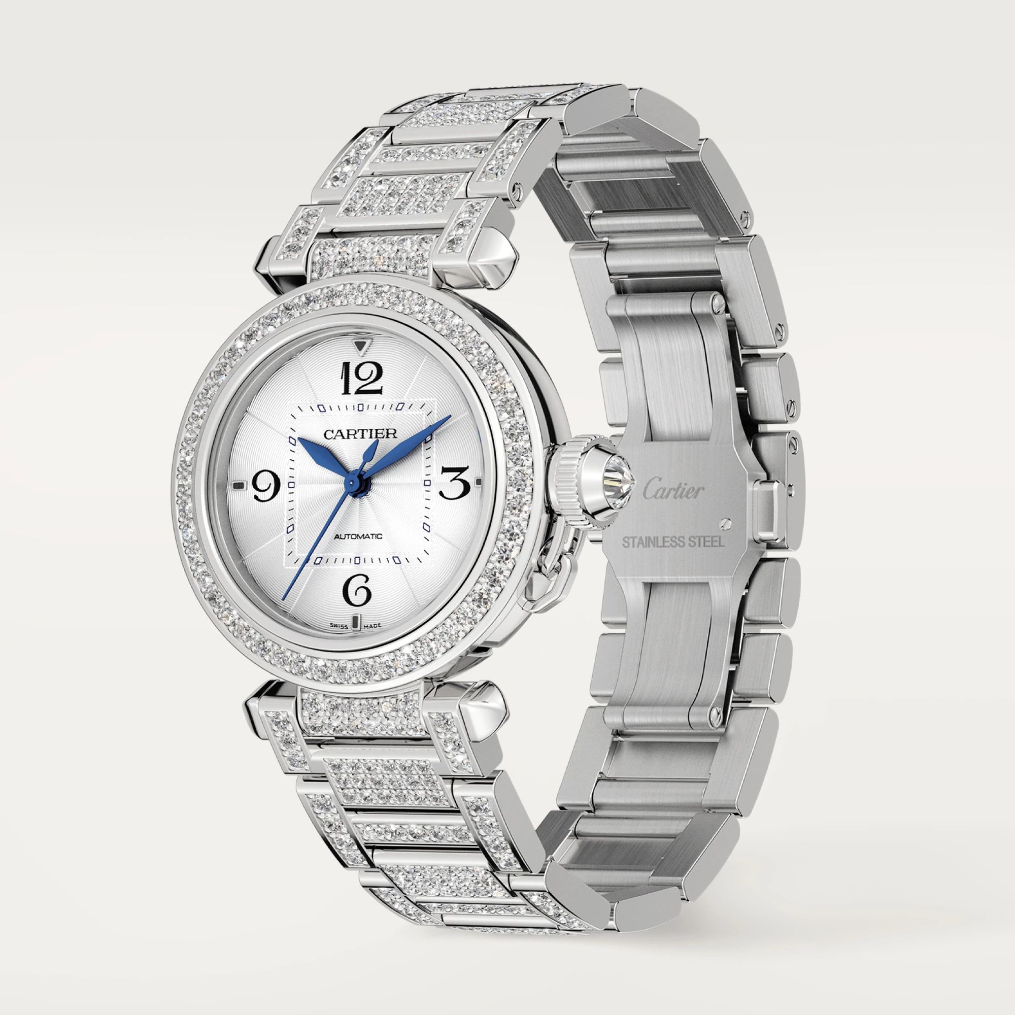 Cartier Pasha de Cartier 35mm 18K White Gold & Diamonds Lady's Watch