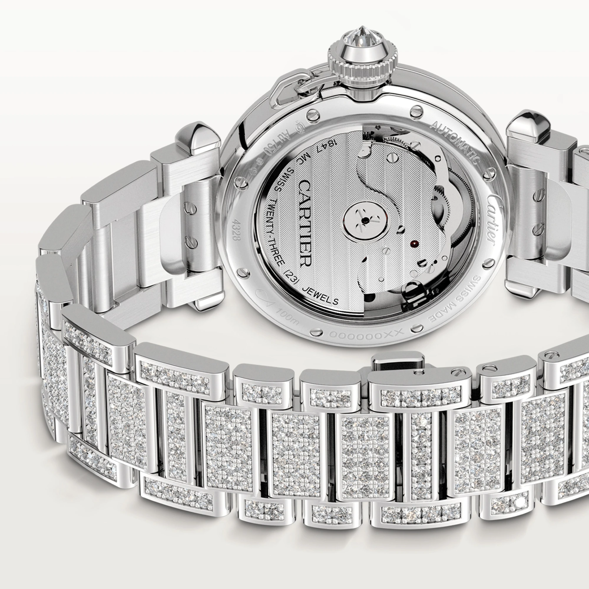 Cartier Pasha de Cartier 35mm 18K White Gold & Diamonds Lady's Watch