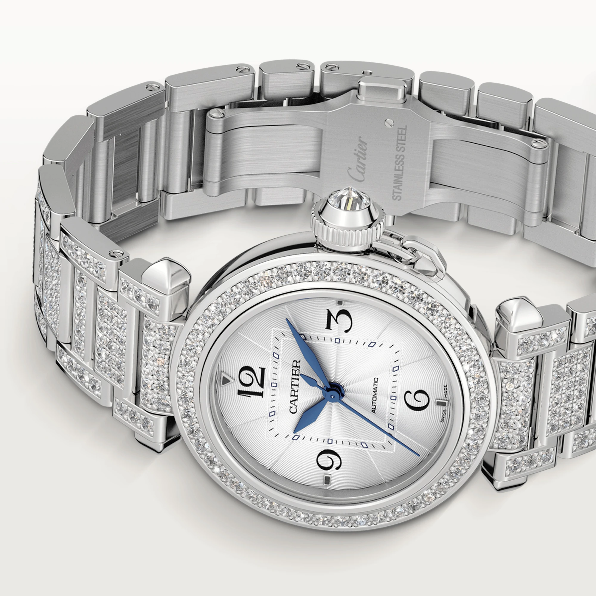 Cartier Pasha de Cartier 35mm 18K White Gold & Diamonds Lady's Watch - Premium Luxury Product