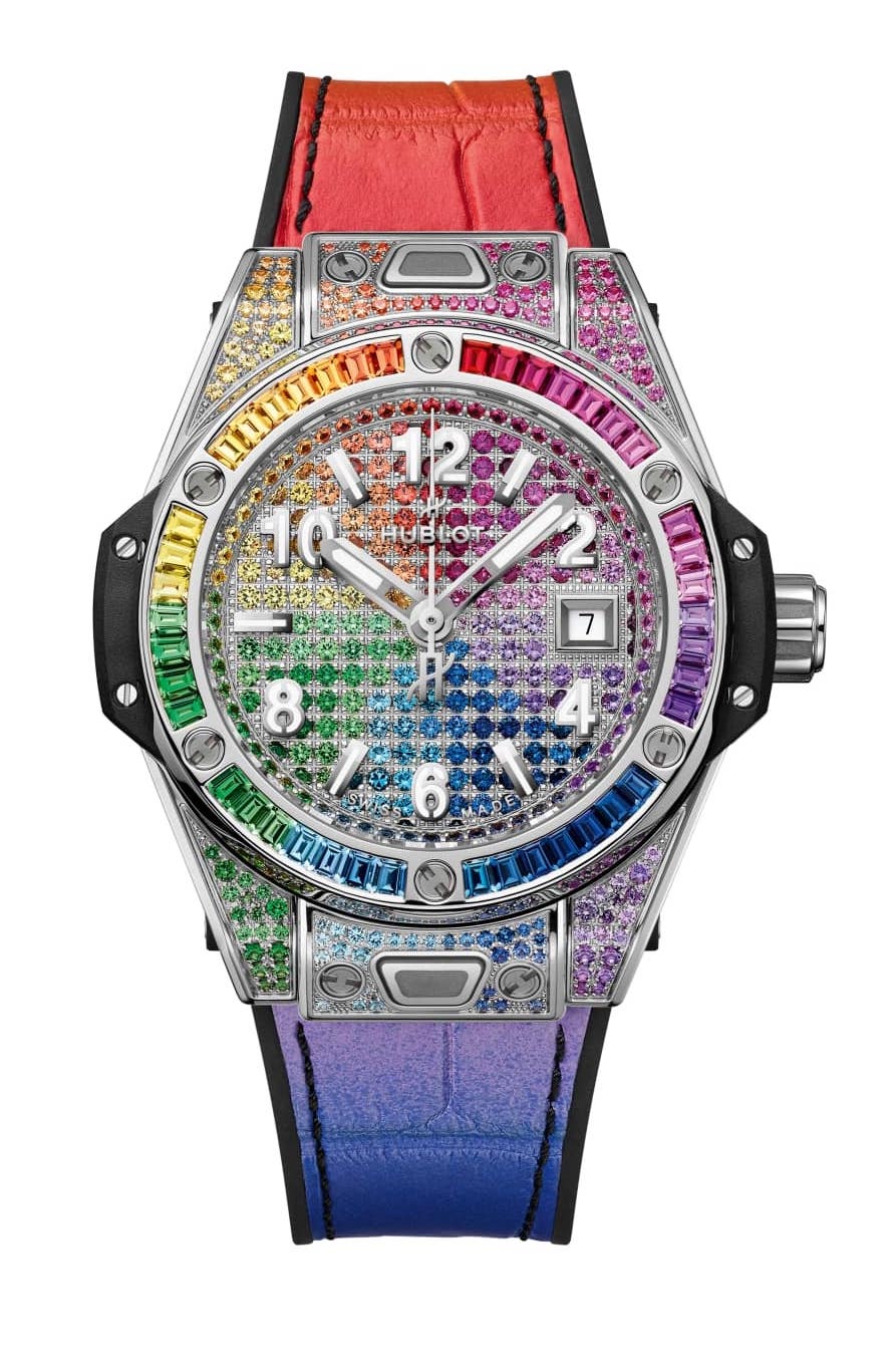 Hublot Big Bang 18K White Gold &  Stainless Steel & Colored Gemstones Ladies Watch - Premium Luxury Product