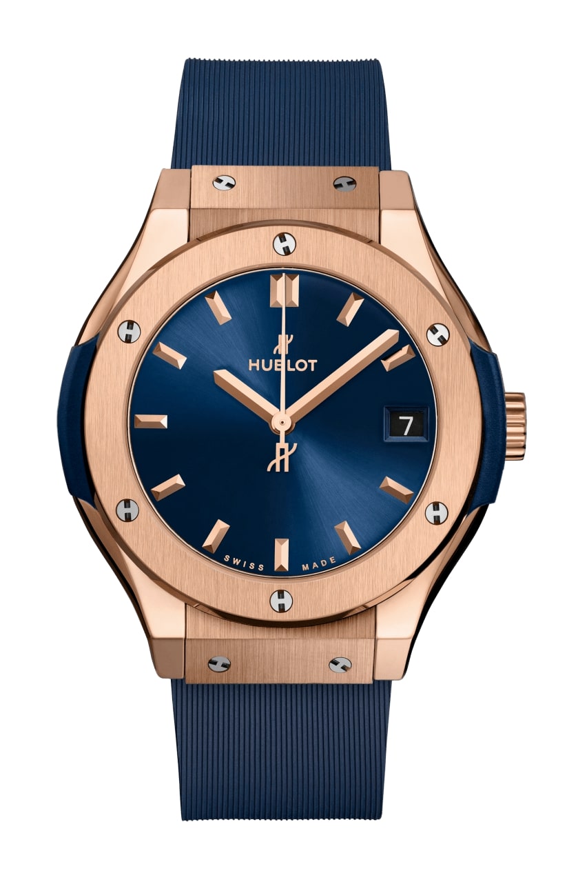 Hublot Classic Fusion Blue 18K King Gold Unisex Quartz Watch - Premium Luxury Product