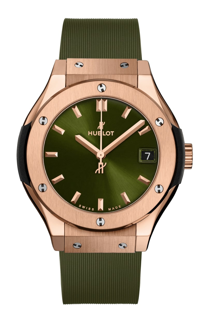Hublot Classic Fusion Green 18K King Gold Unisex Quartz Watch - Premium Luxury Product