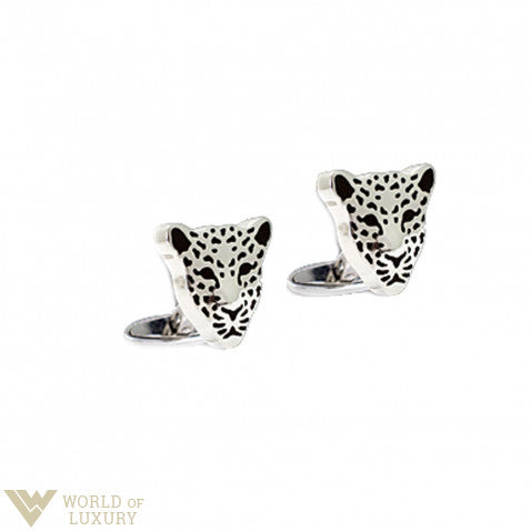 Carrera y Carrera Leopard 18k White Gold Men's Cufflinks - Premium Luxury Product