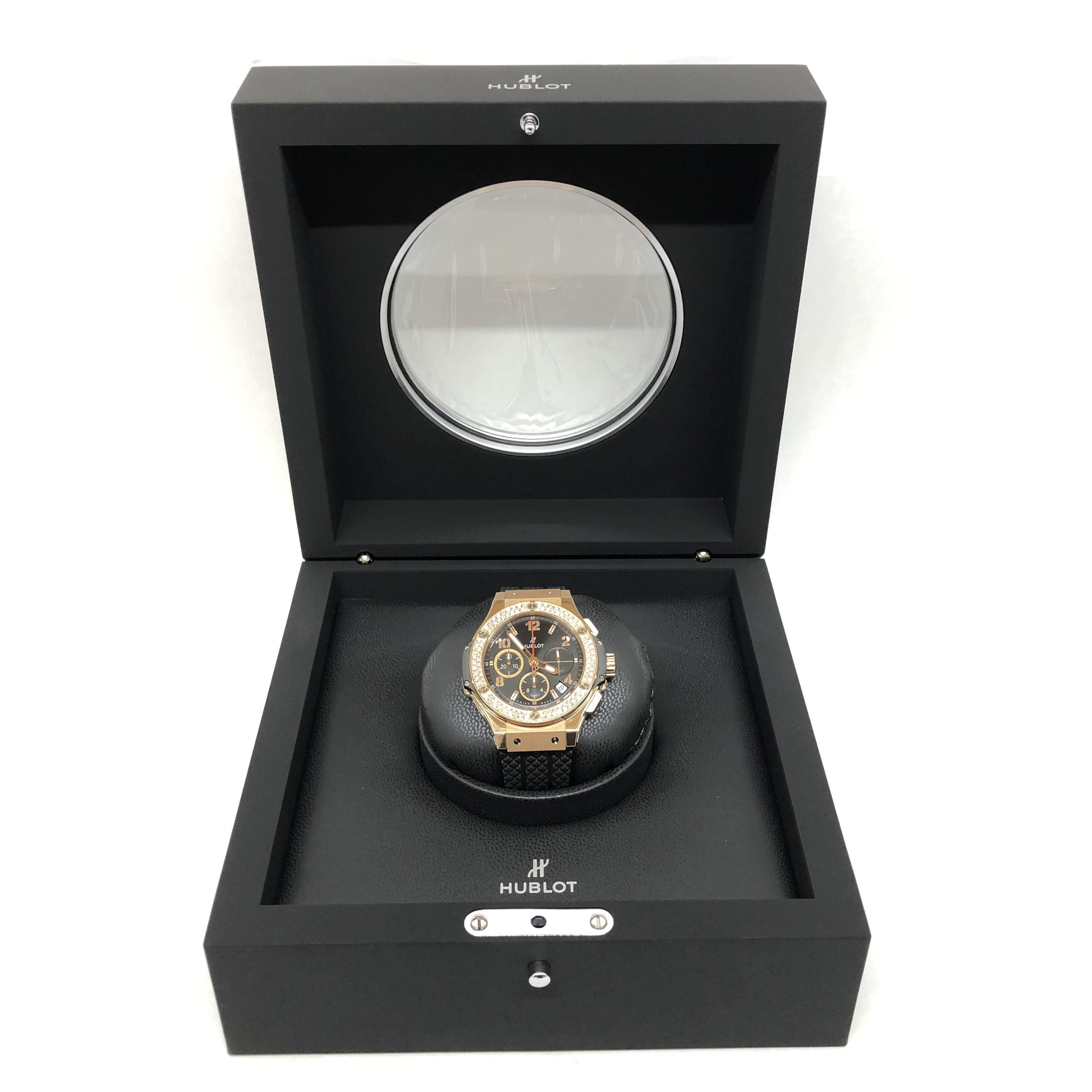 Hublot Big Bang Diamonds 18K Rose Gold  Black Rubber Unisex Watch