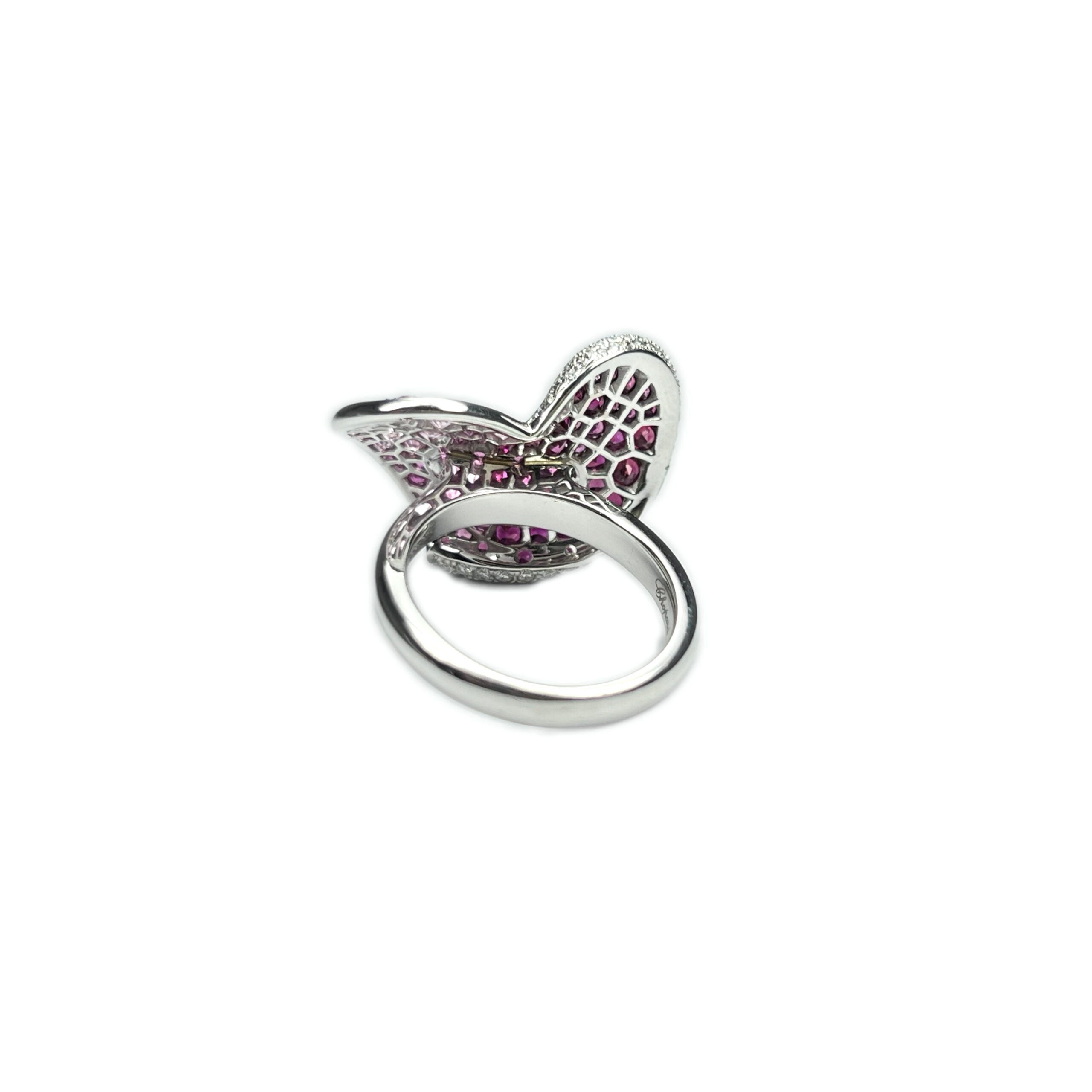 Chopard 18k White Gold Pink Sapphire Ruby Diamond Heart Ladies Ring