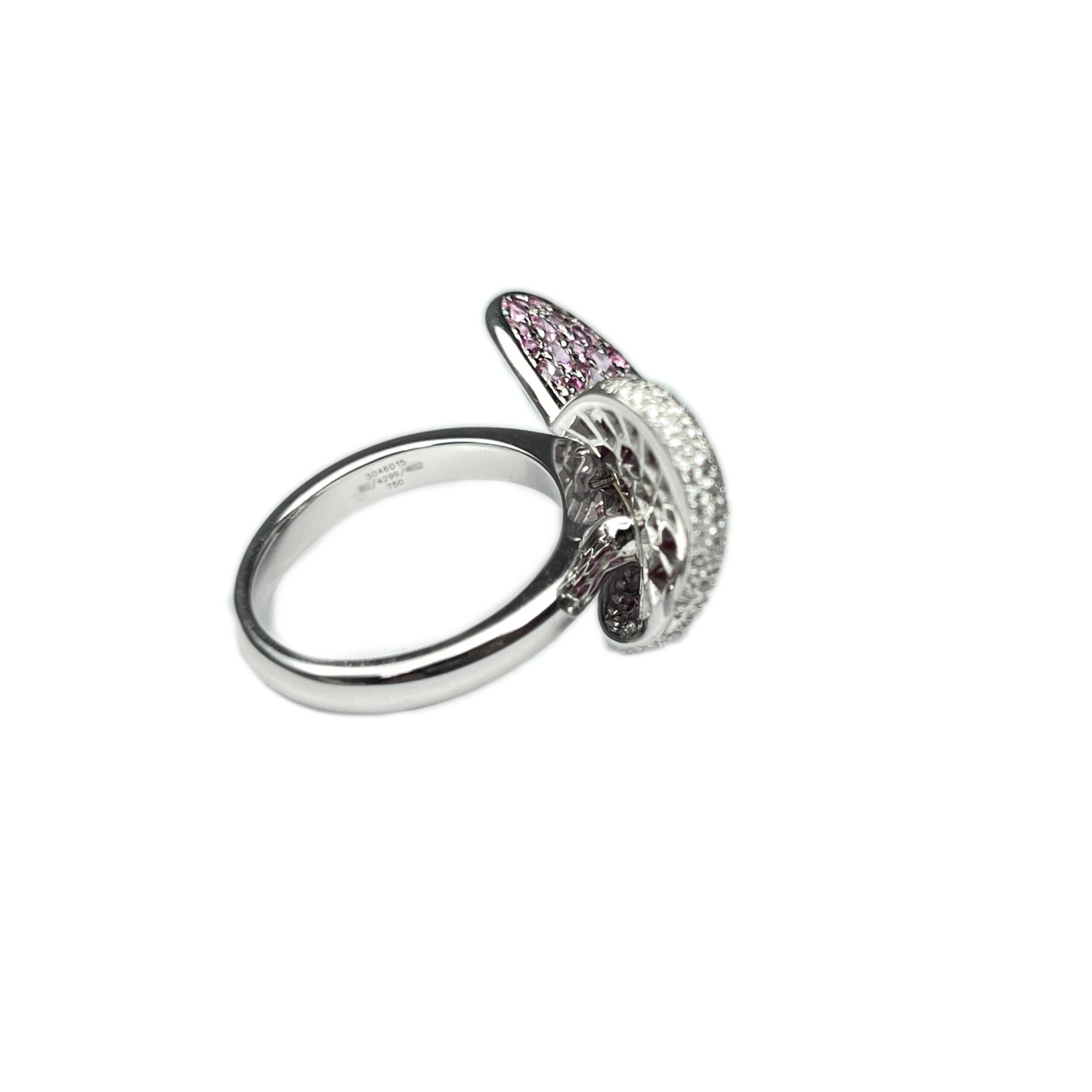 Chopard 18k White Gold Pink Sapphire Ruby Diamond Heart Ladies Ring