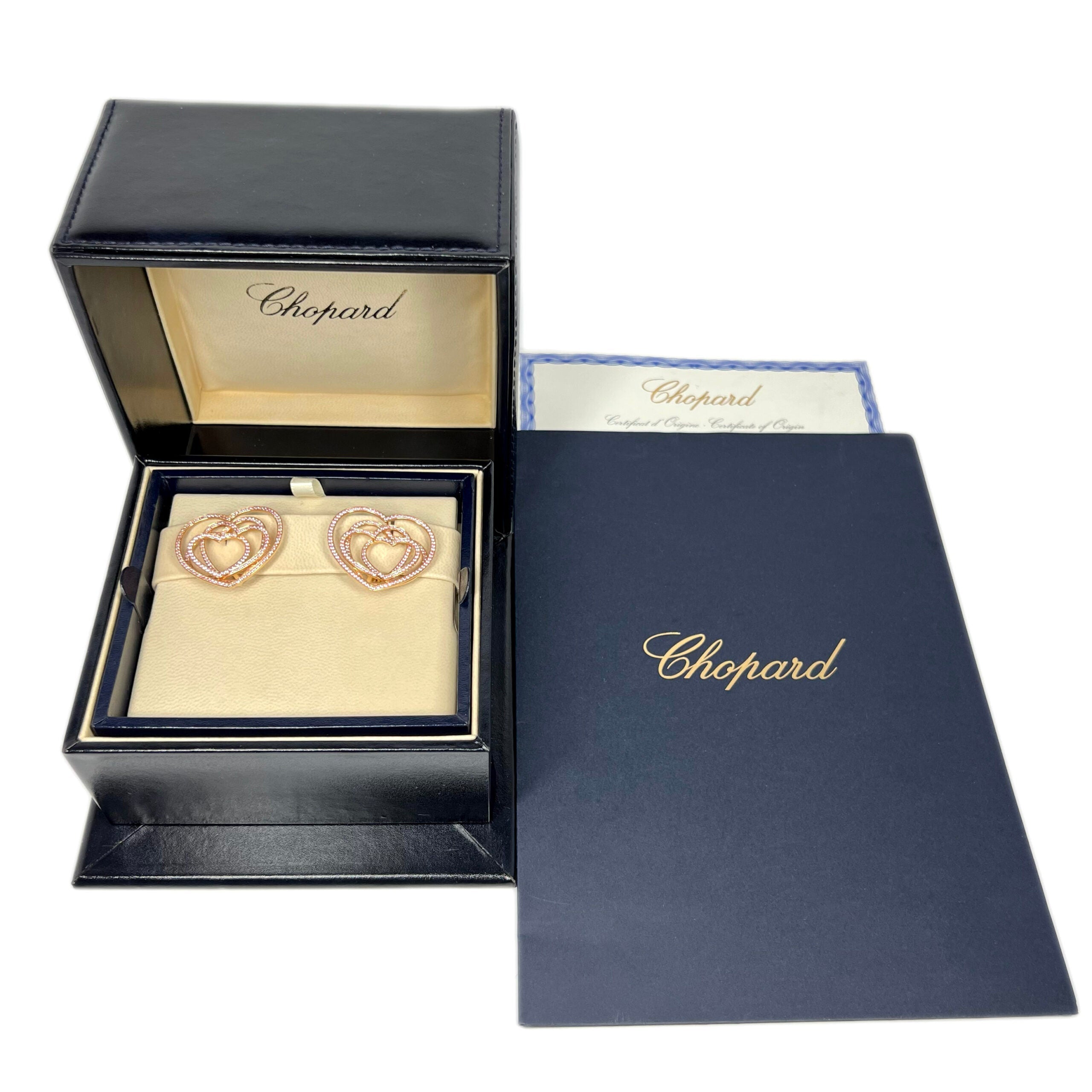 Chopard Cuorissimo Rose Gold Pink Sapphire Heart Ladies Earclips - Premium Luxury Product