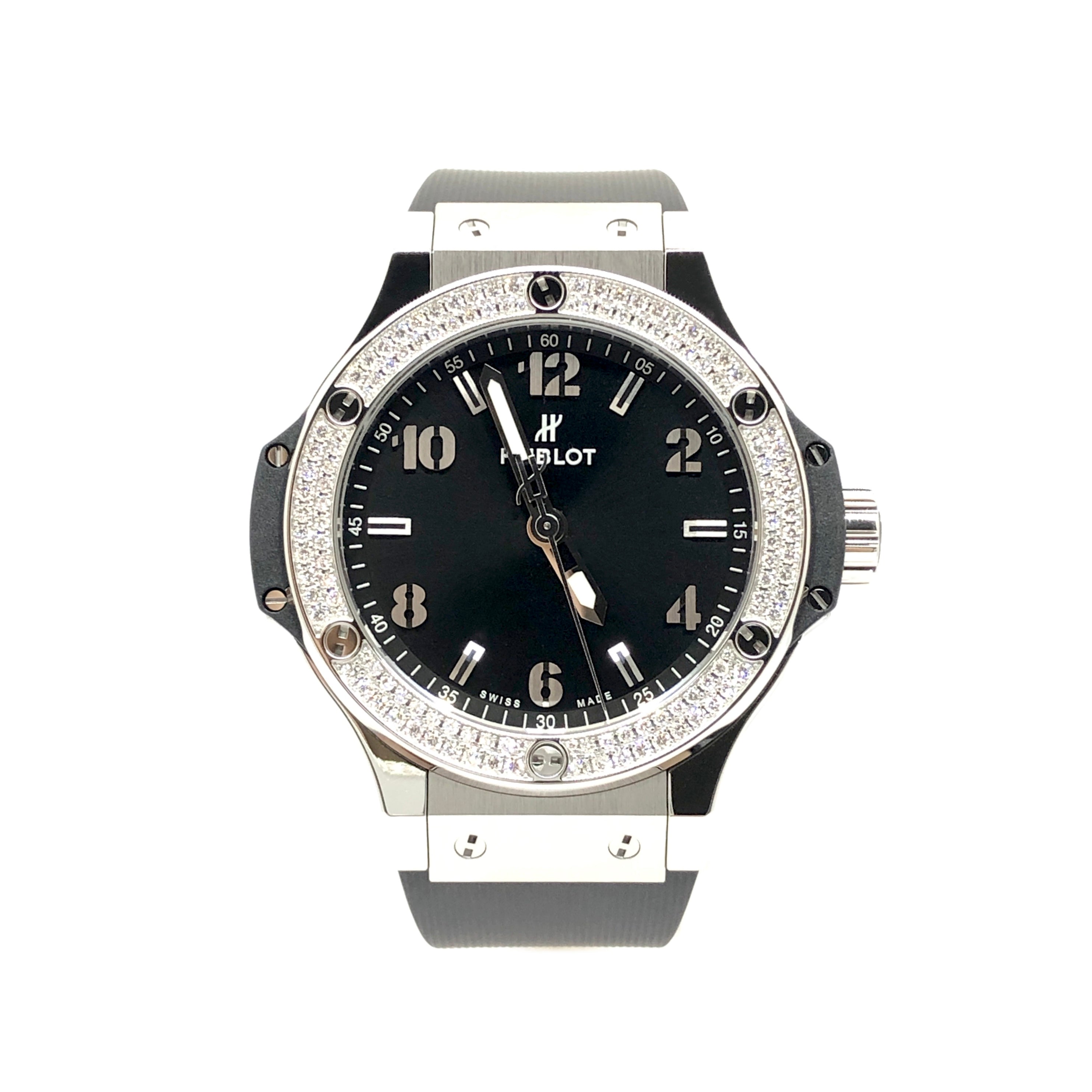 Hublot Big Bang Stainless Steel Rubber Diamonds Quartz Ladies Watch - Premium Luxury Product