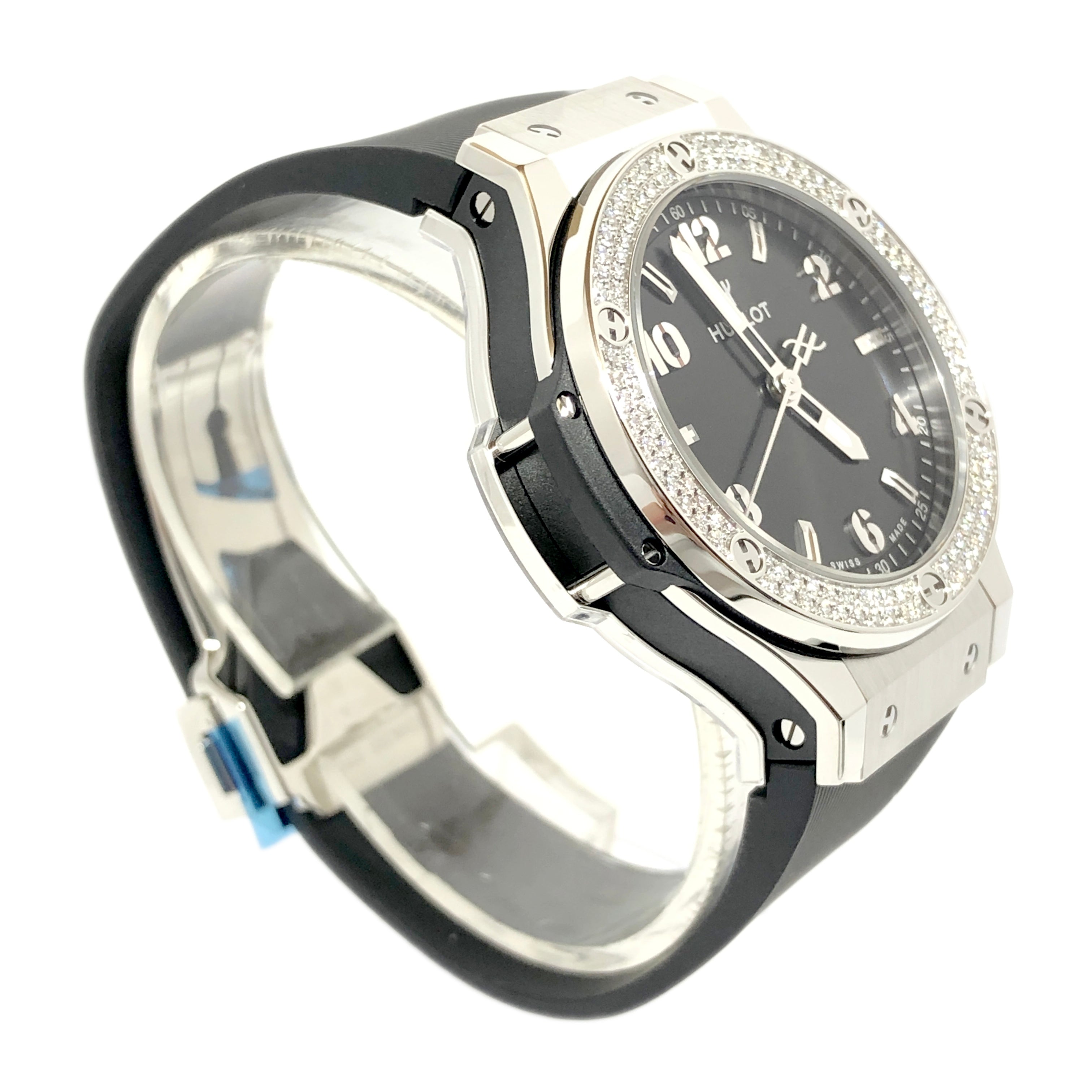 Hublot Big Bang Stainless Steel Rubber Diamonds Quartz Ladies Watch