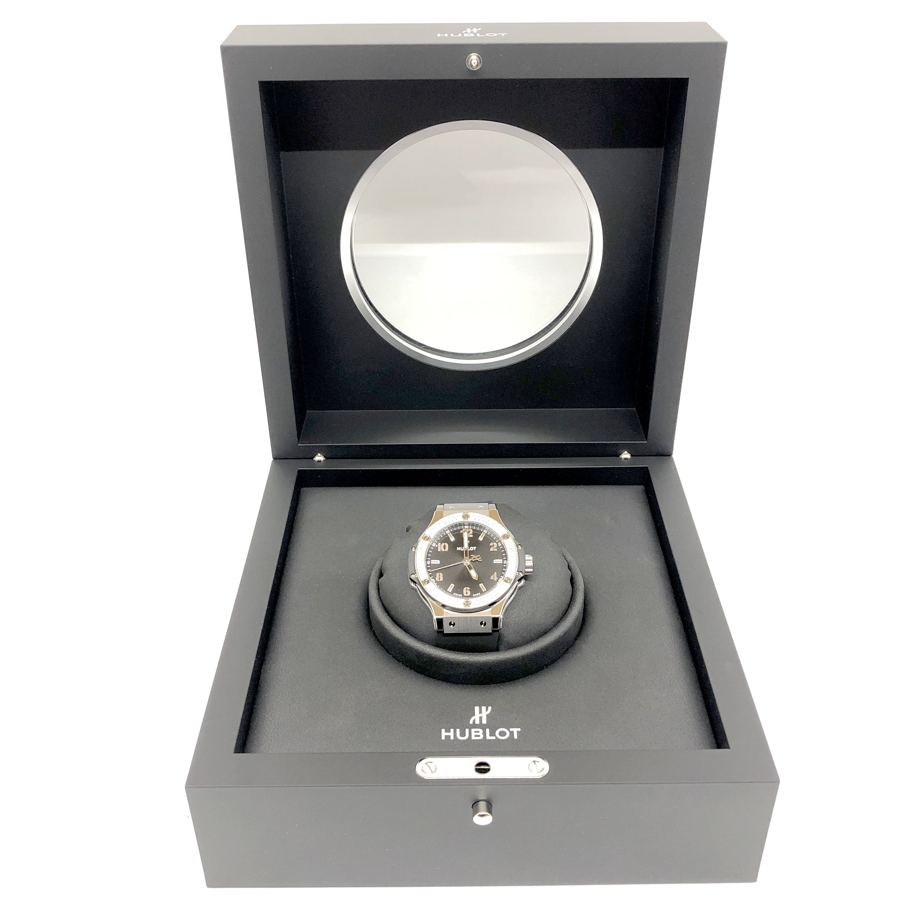 Hublot Big Bang Stainless Steel Rubber Diamonds Quartz Ladies Watch