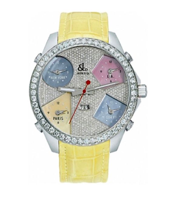 Jacob & Co Five Time Zone - 47mm Stainless Steel Diamonds Unisex Watch - Premium Luxury Product