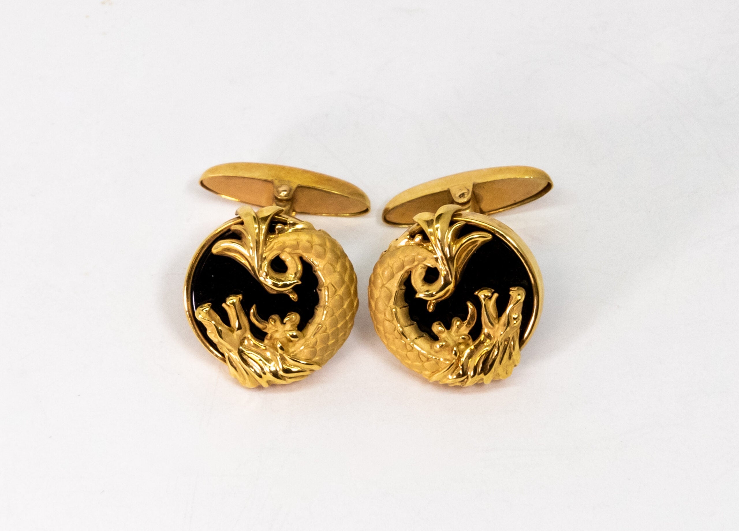 Carrera Y Carrera Circles of Fire 18K Yellow Gold and Onyx Cufflinks - Premium Luxury Product
