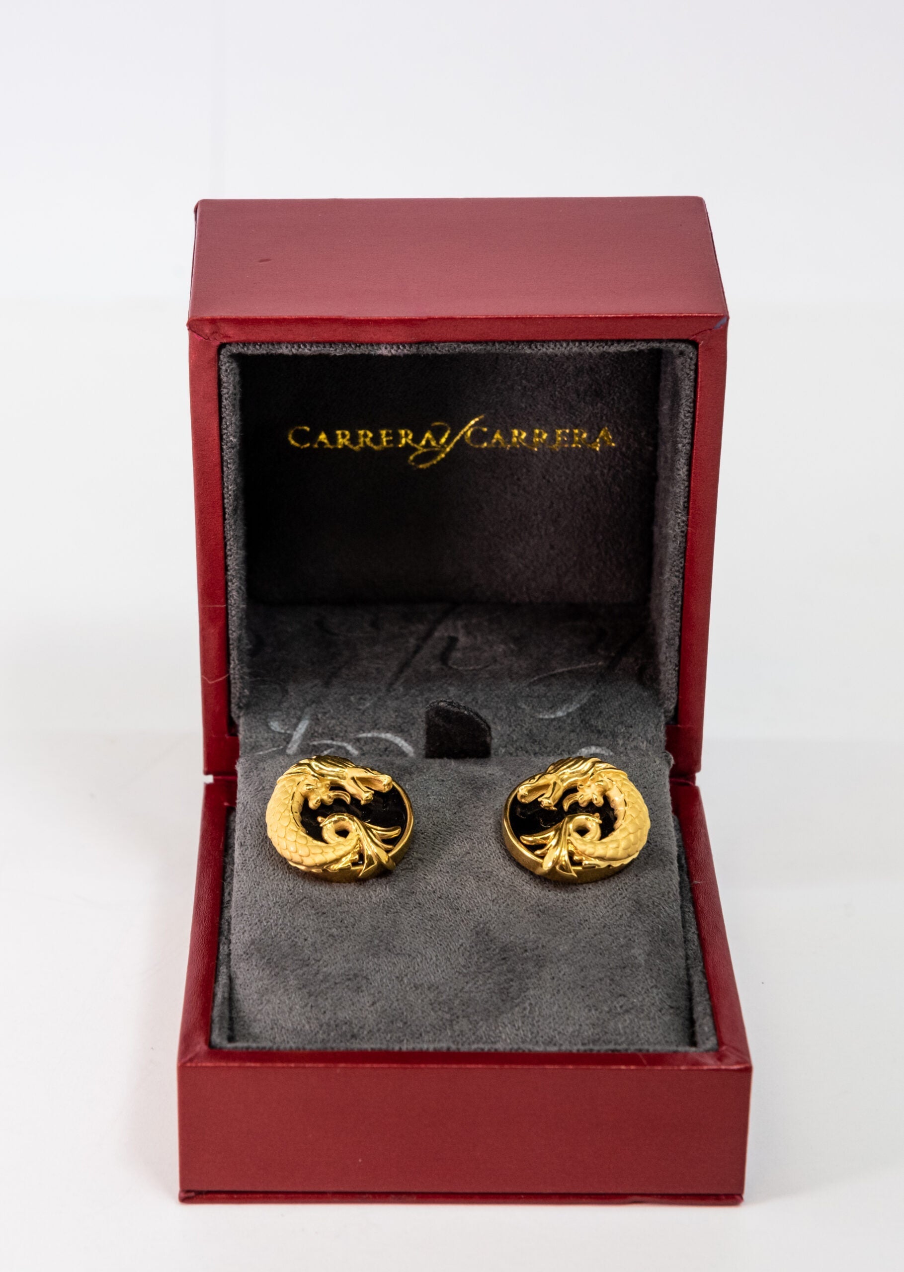 Carrera Y Carrera Circles of Fire 18K Yellow Gold and Onyx Cufflinks - Premium Luxury Product