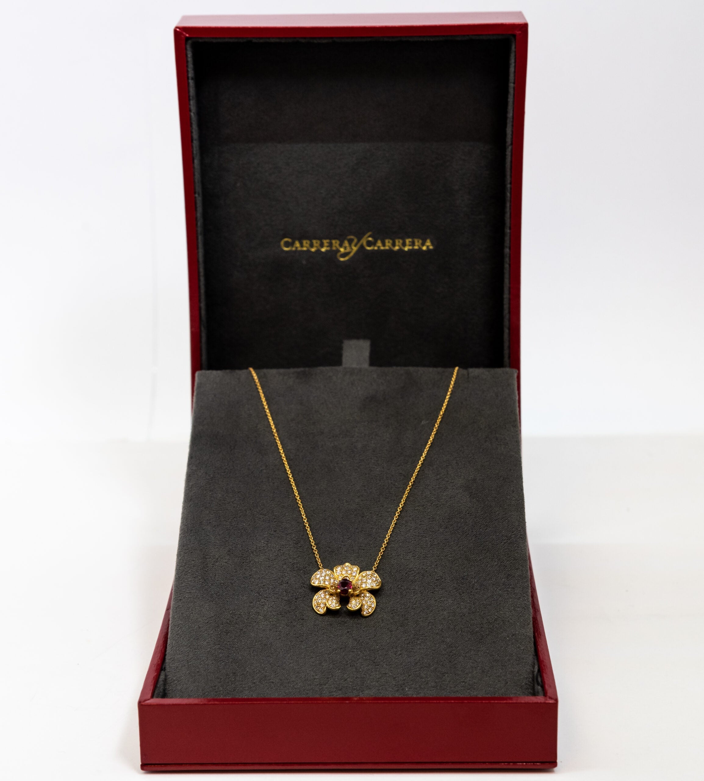 Carrera Y Carrera Orquideas 18K Yellow Gold & Ruby Pendant - Premium Luxury Product