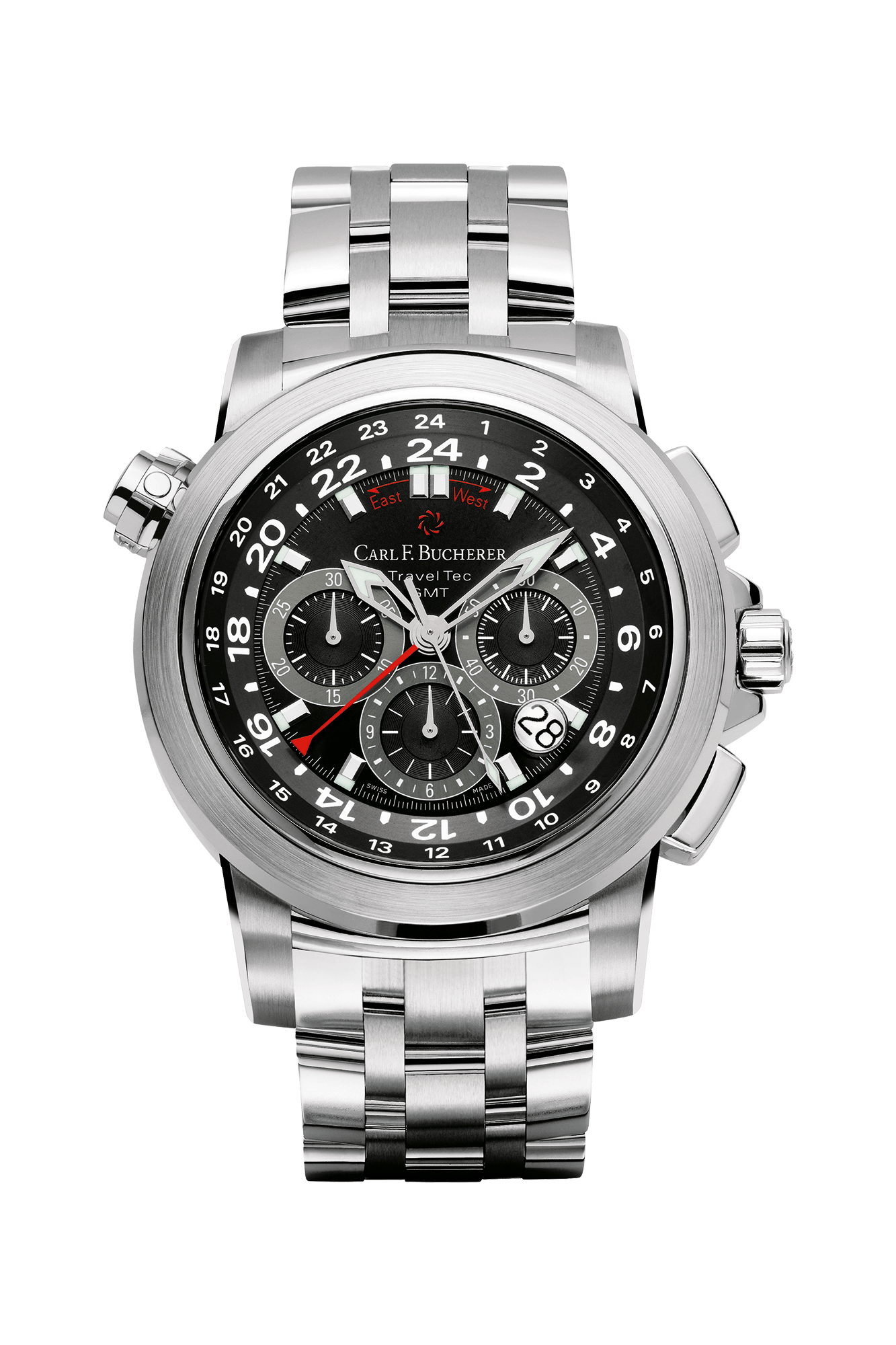 Carl F. Bucherer Patravi Traveltec Stainless steel Men's Watch - Premium Luxury Product