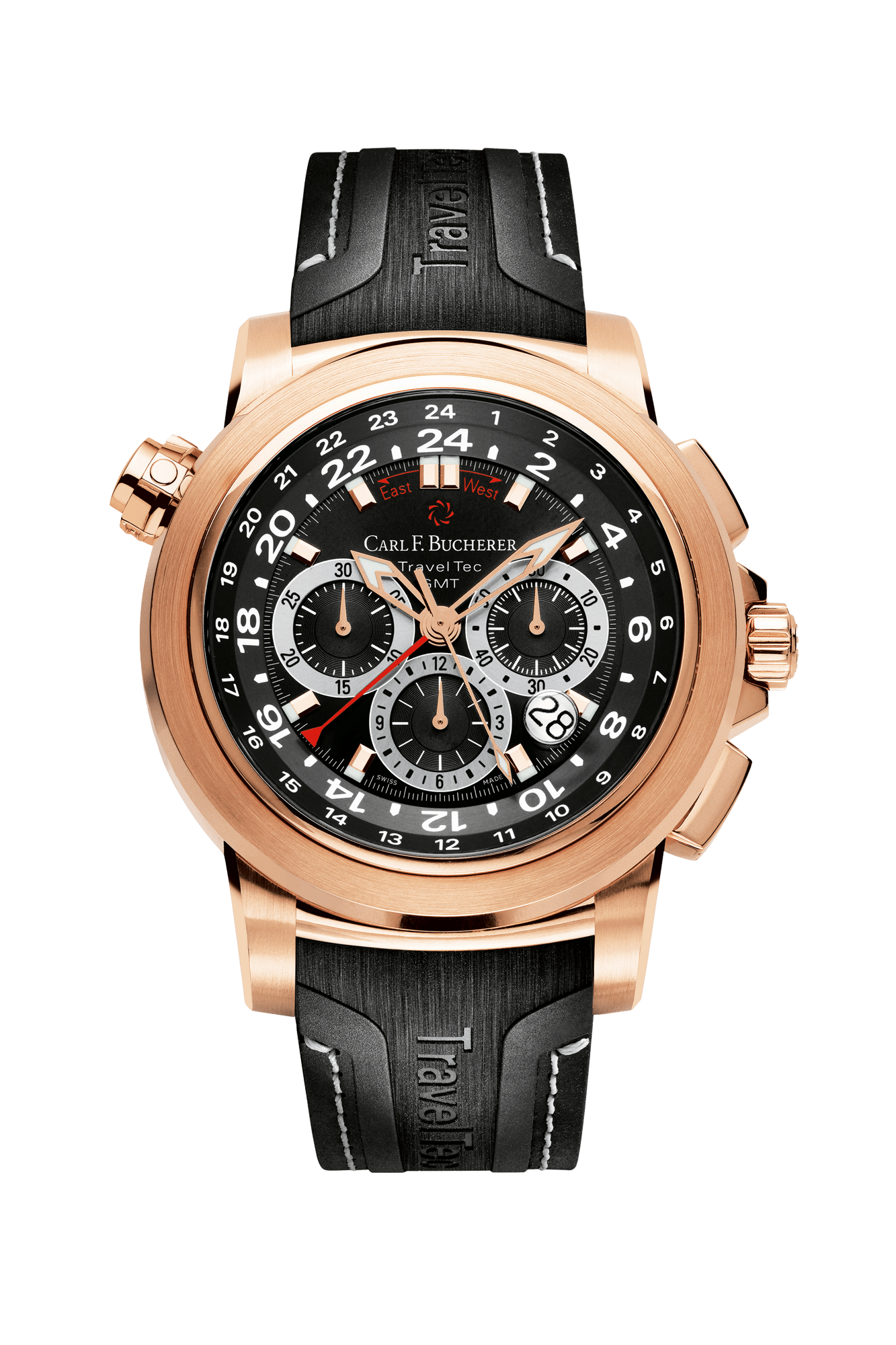 Carl F. Bucherer Patravi Traveltec 18 K Rose gold Men's Watch - Premium Luxury Product