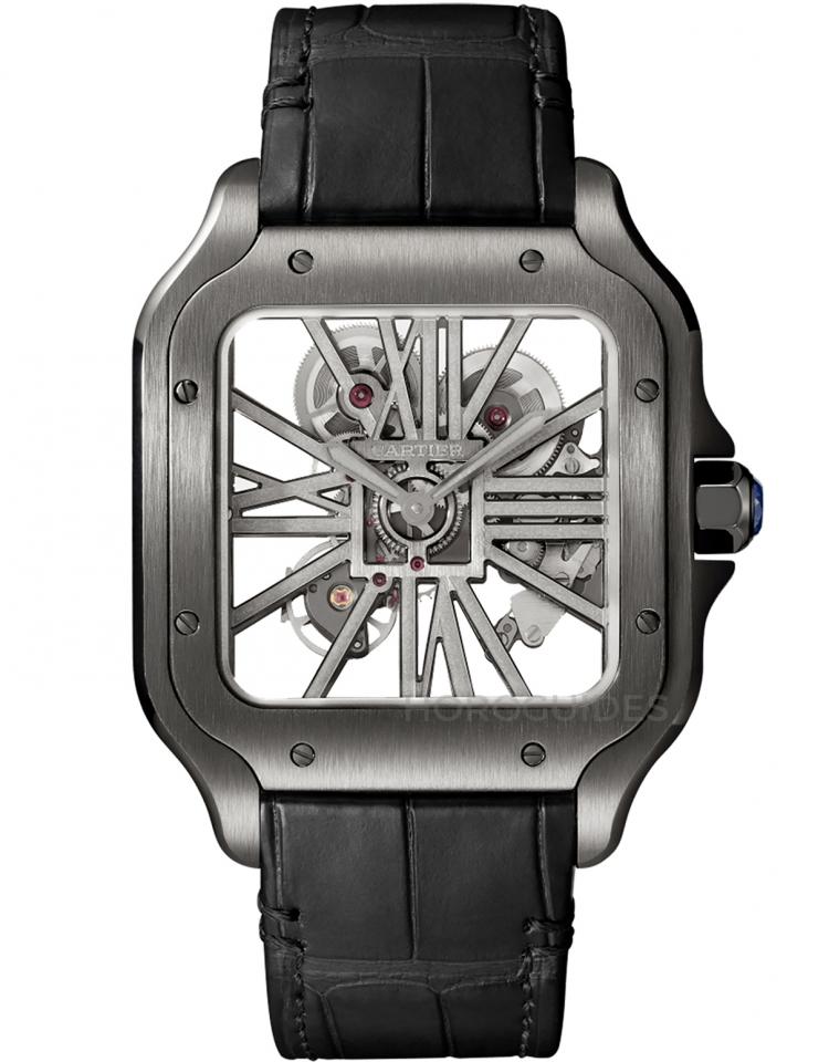 Cartier Santos Skeleton Black Steel Men's Watch - Premium Luxury Product