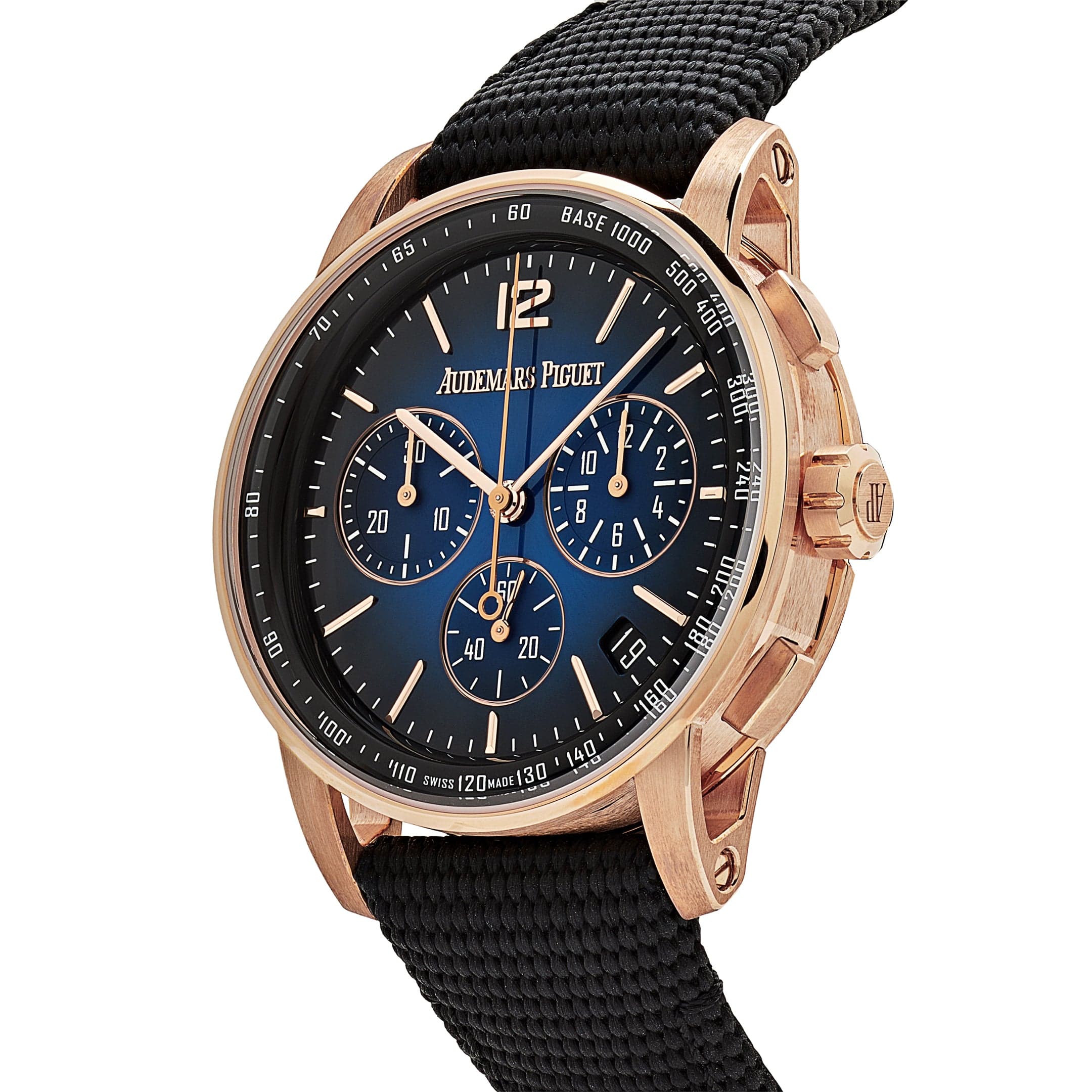 Audemars Piguet Code 11.59 26393OR.OO.A002KB.03 Selfwinding Chronograph Rose Gold Blue Dial
