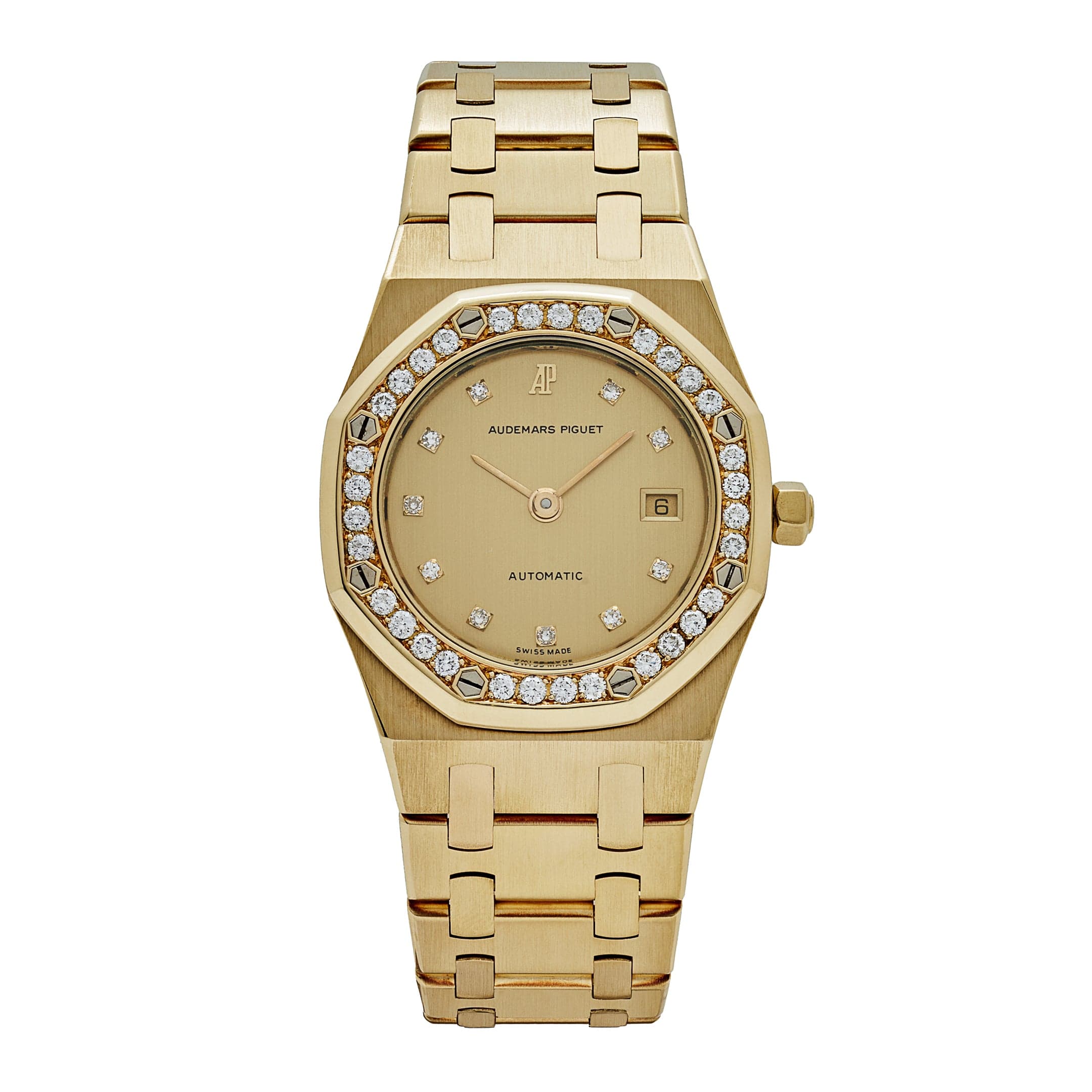Audemars Piguet Royal Oak 14587/708BA Yellow Gold Champagne Diamond Bezel Diamond Dial - Premium Luxury Product